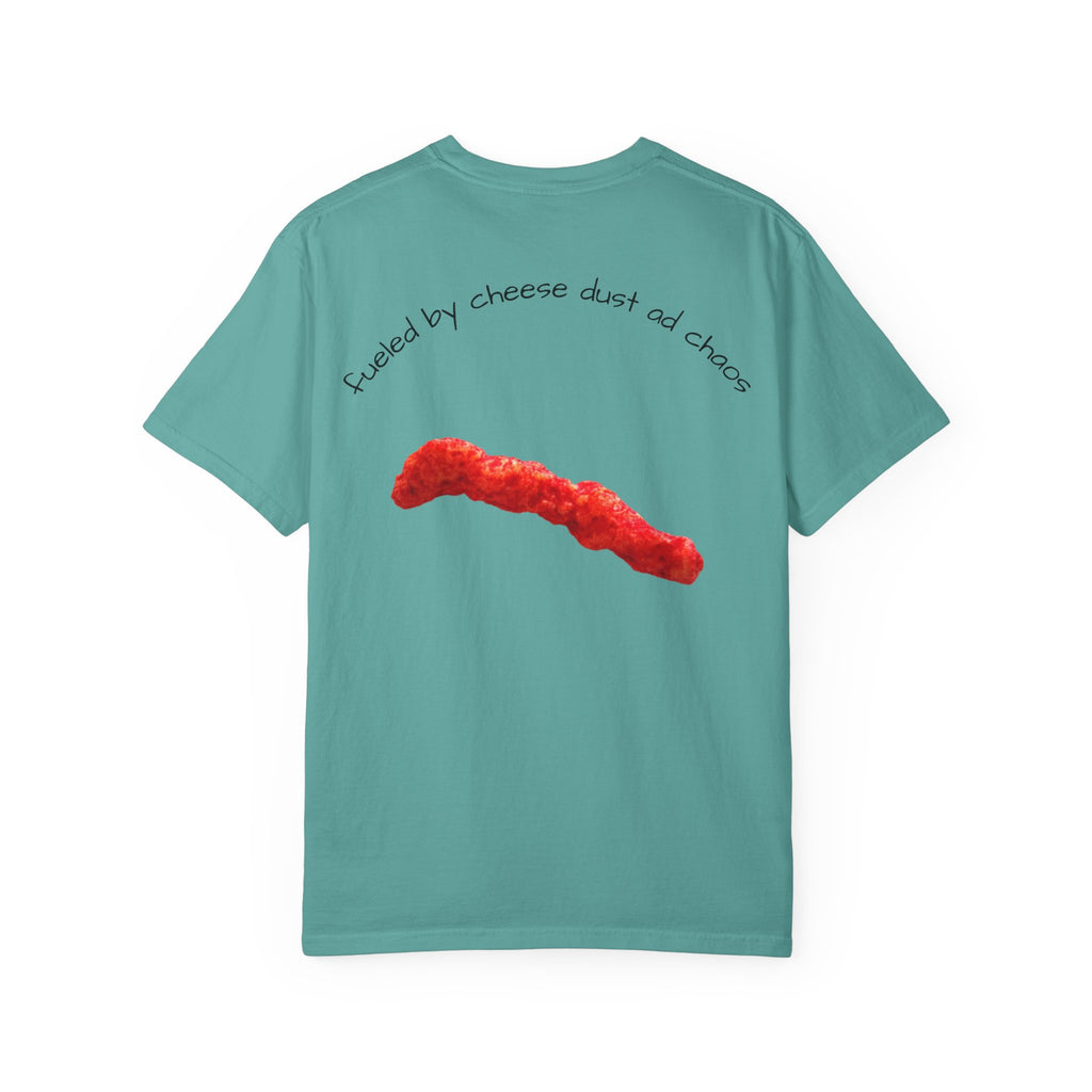 T-Shirt — "Smacked by Cheese Dust and Chaos" Graphic Tee (Snack Lover Novelty)