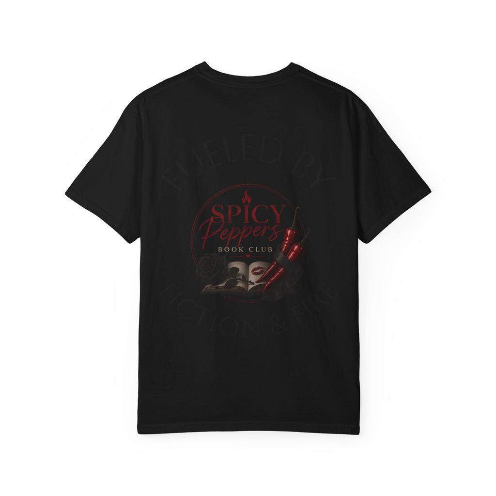 Fueled by Fiction & Fire T-Shirt — Spicy Peppers Book Club Tee