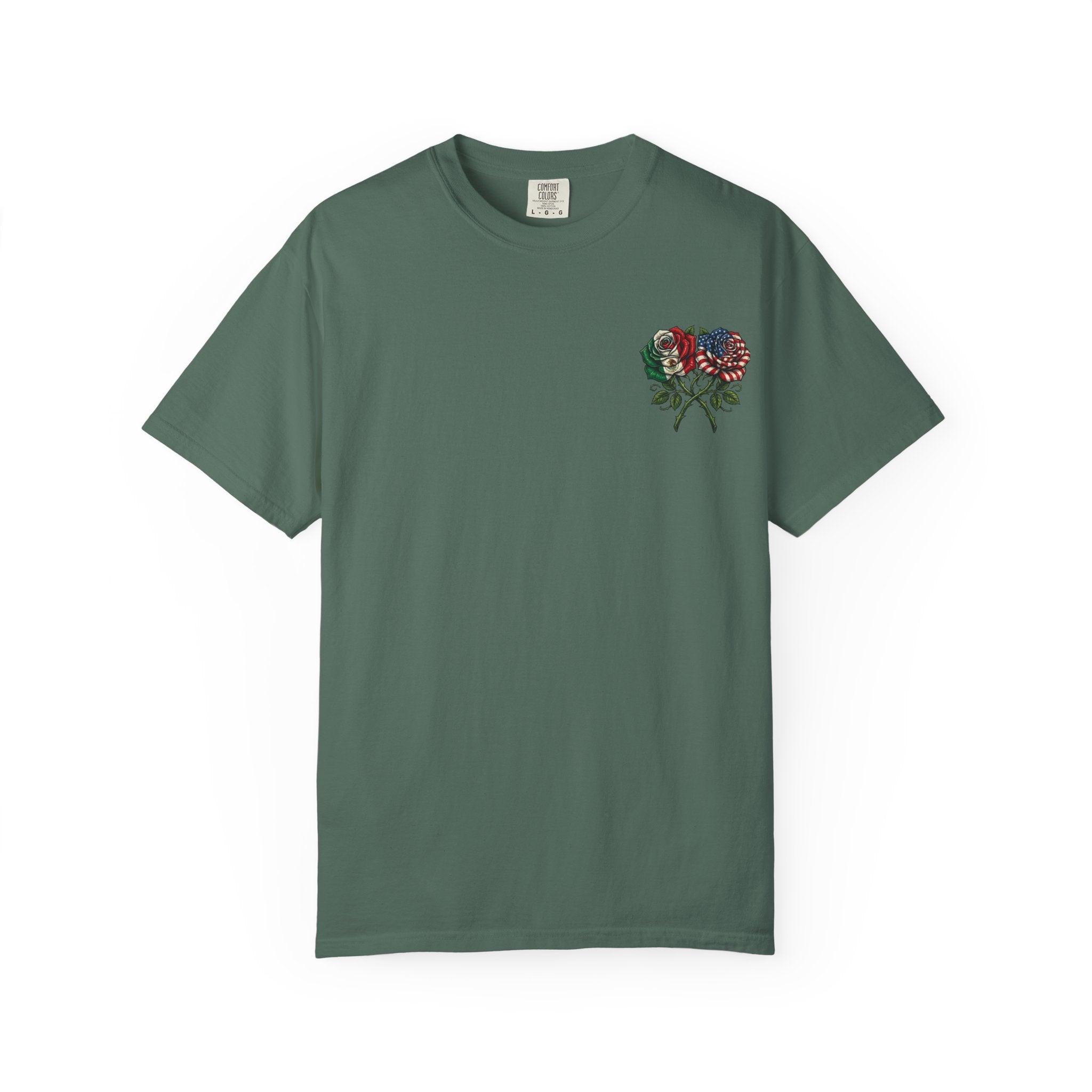 Flag Rose T-Shirt — American & Italian Flag Floral Graphic Tee