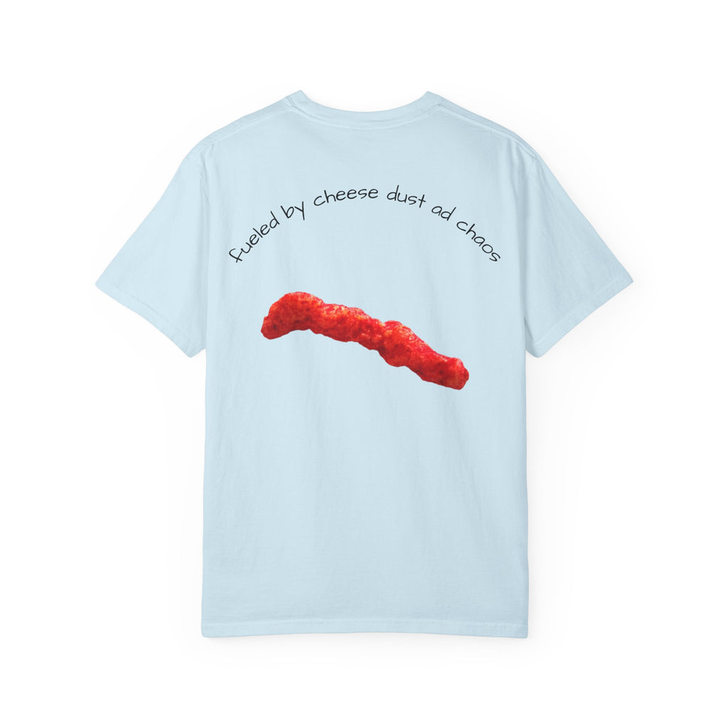 T-Shirt — "Smacked by Cheese Dust and Chaos" Graphic Tee (Snack Lover Novelty)