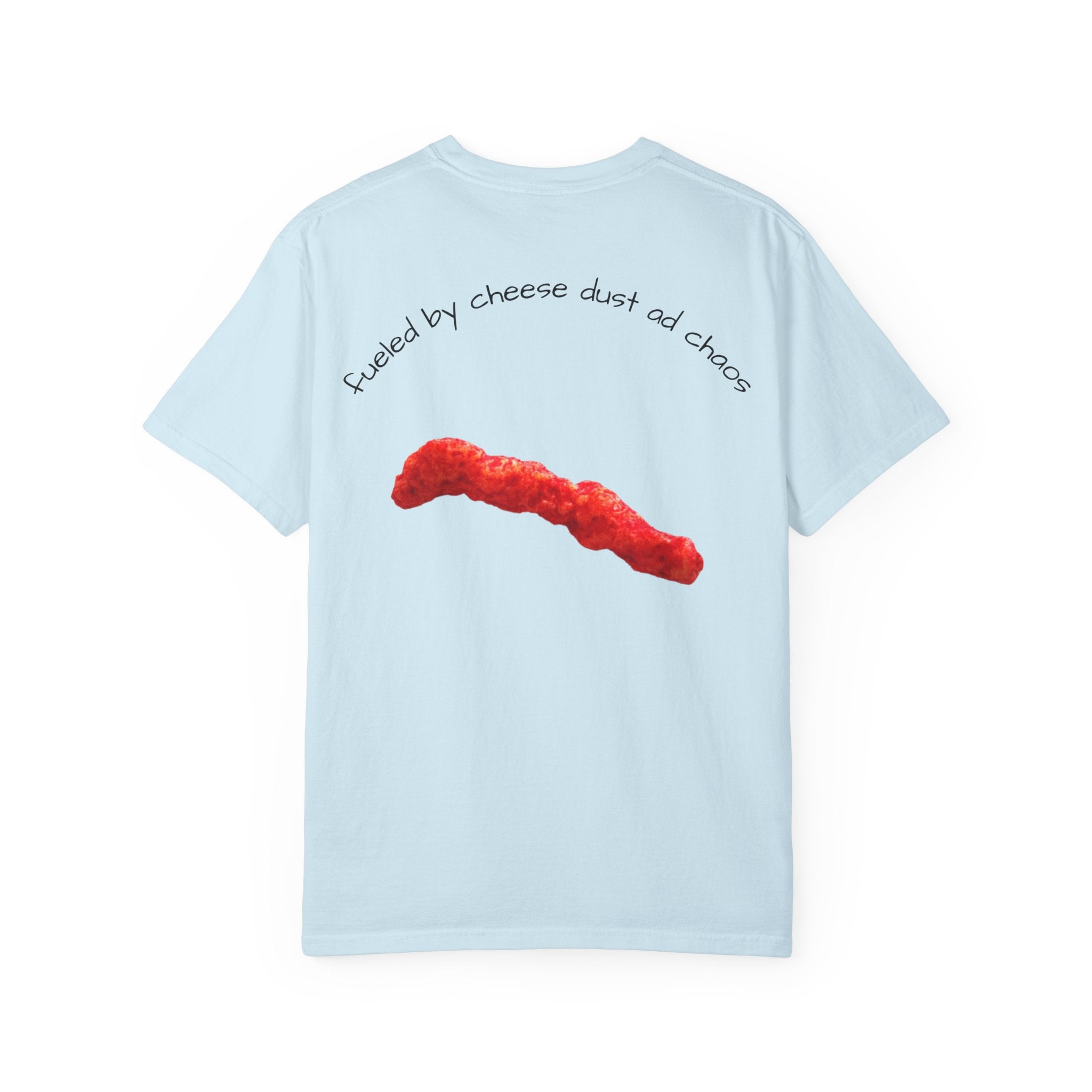T-Shirt — "Smacked by Cheese Dust and Chaos" Graphic Tee (Snack Lover Novelty)