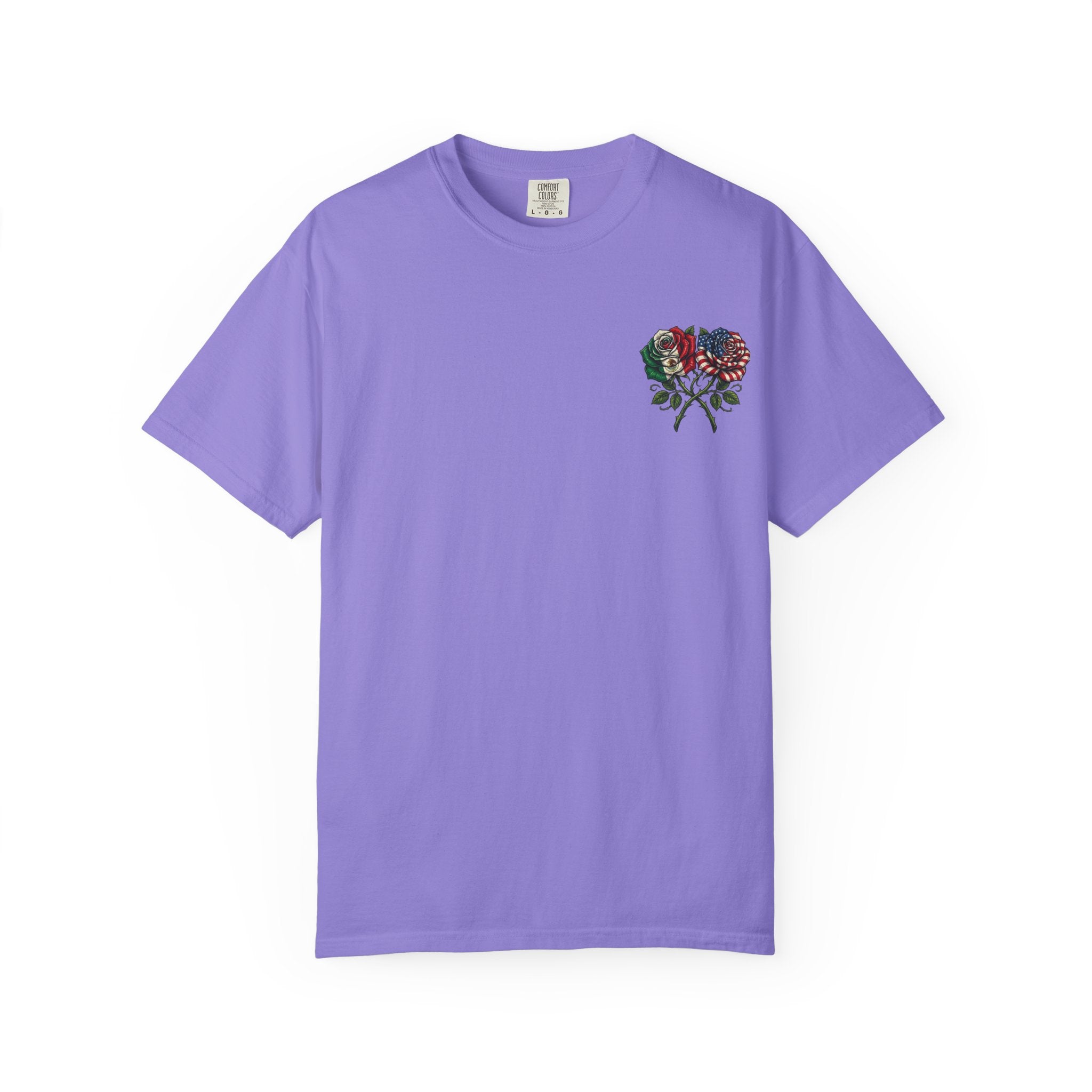 Flag Rose T-Shirt — American & Italian Flag Floral Graphic Tee