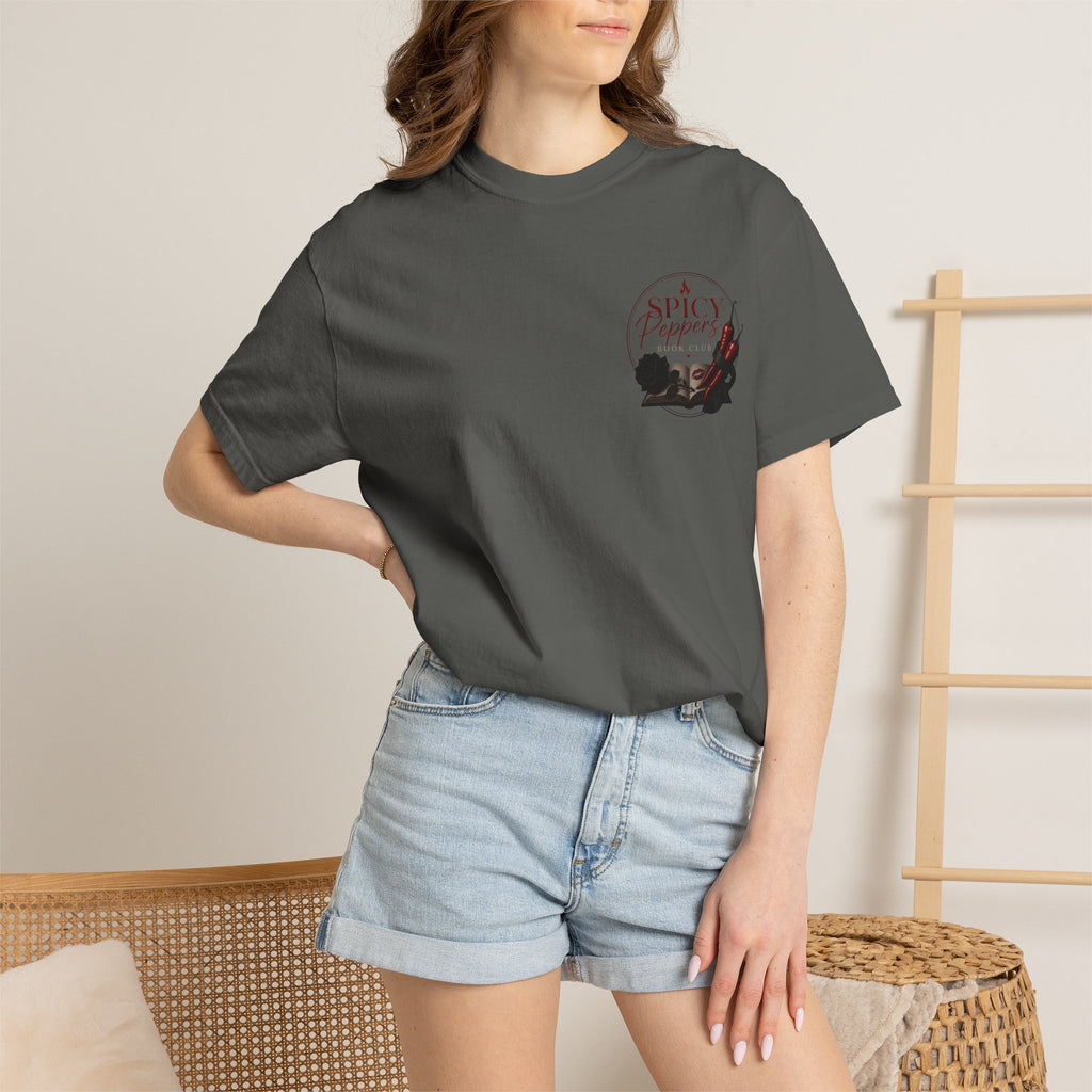 Fueled by Fiction & Fire T-Shirt — Spicy Peppers Book Club Tee