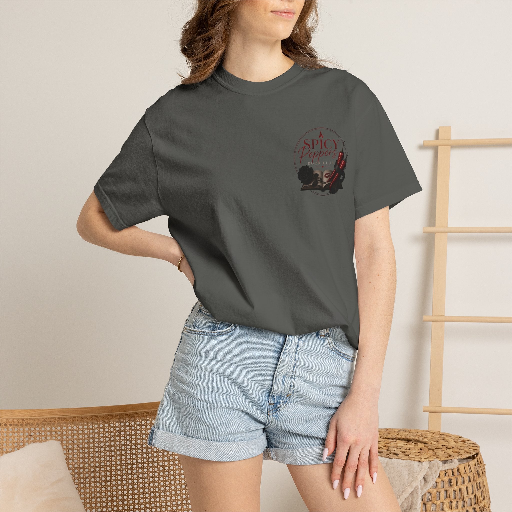Fueled by Fiction & Fire T-Shirt — Spicy Peppers Book Club Tee