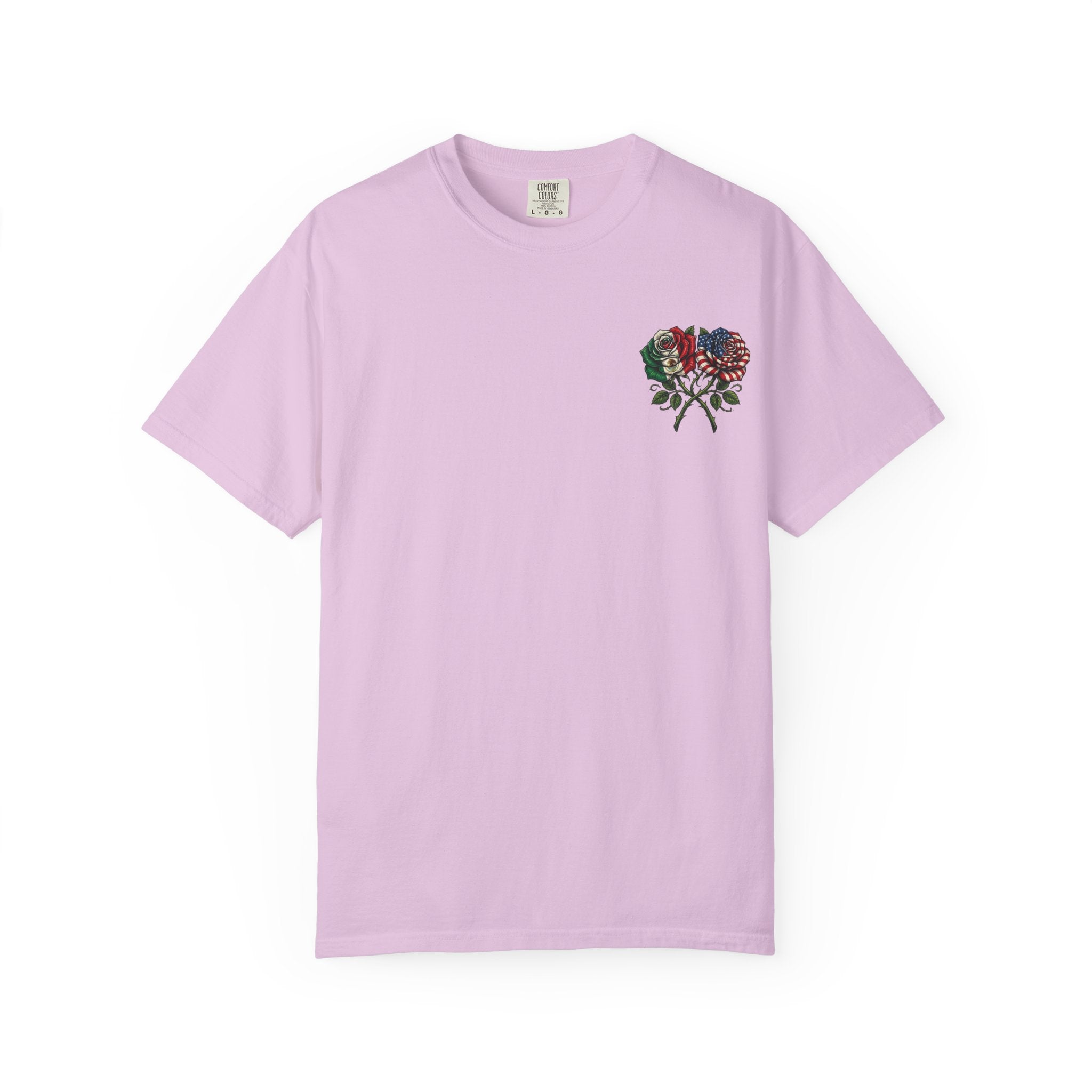 Flag Rose T-Shirt — American & Italian Flag Floral Graphic Tee