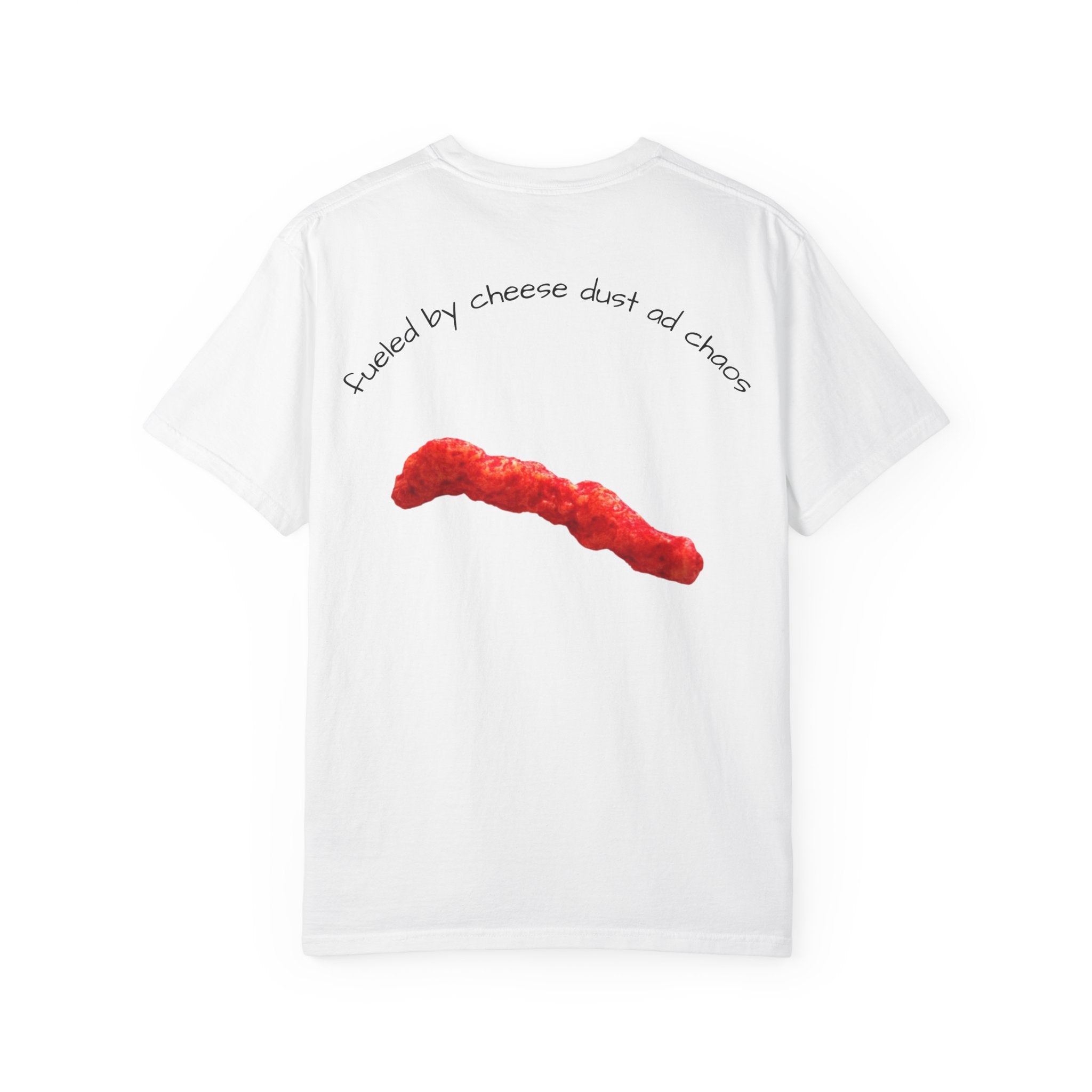 T-Shirt — "Smacked by Cheese Dust and Chaos" Graphic Tee (Snack Lover Novelty)
