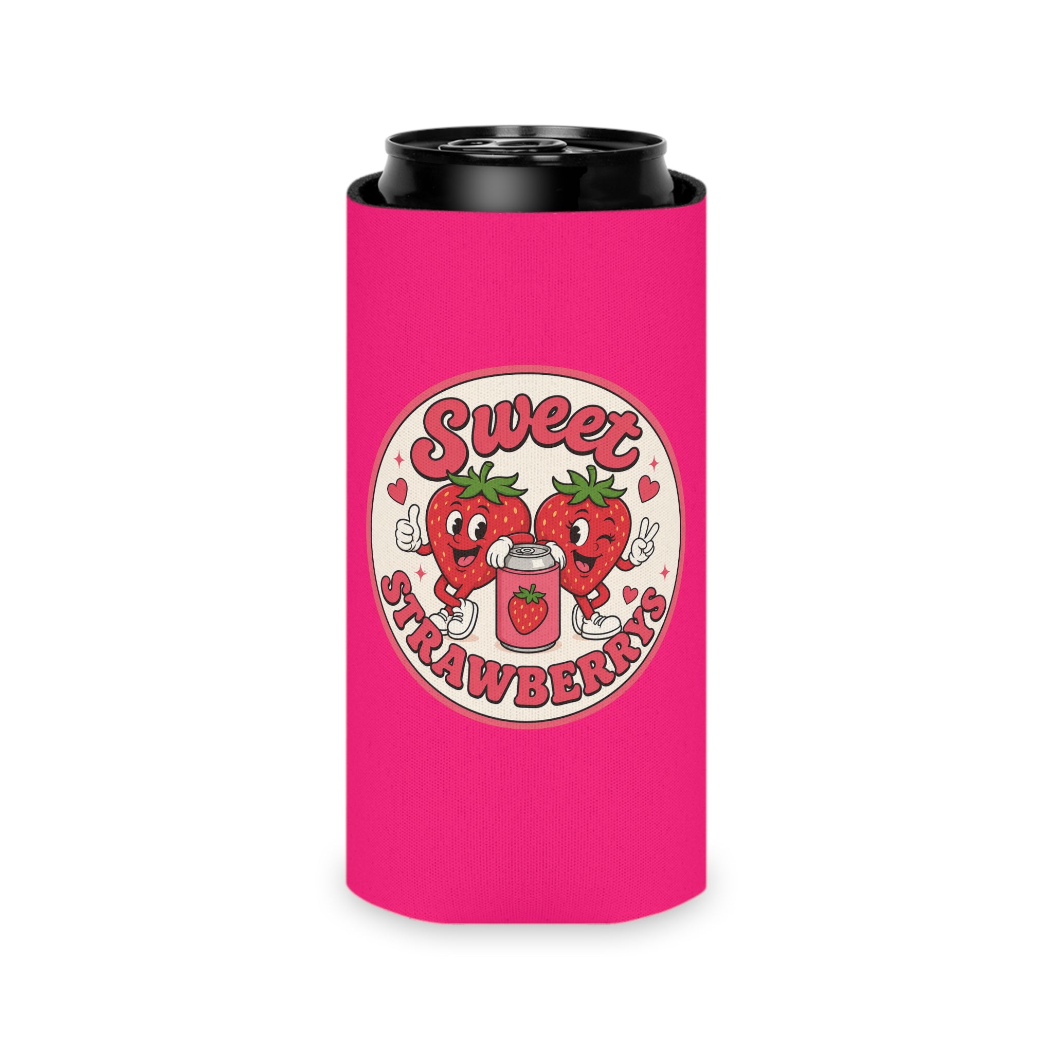 Can Cooler — "Sweet Strawberries" Cute Strawberry Can Koozie