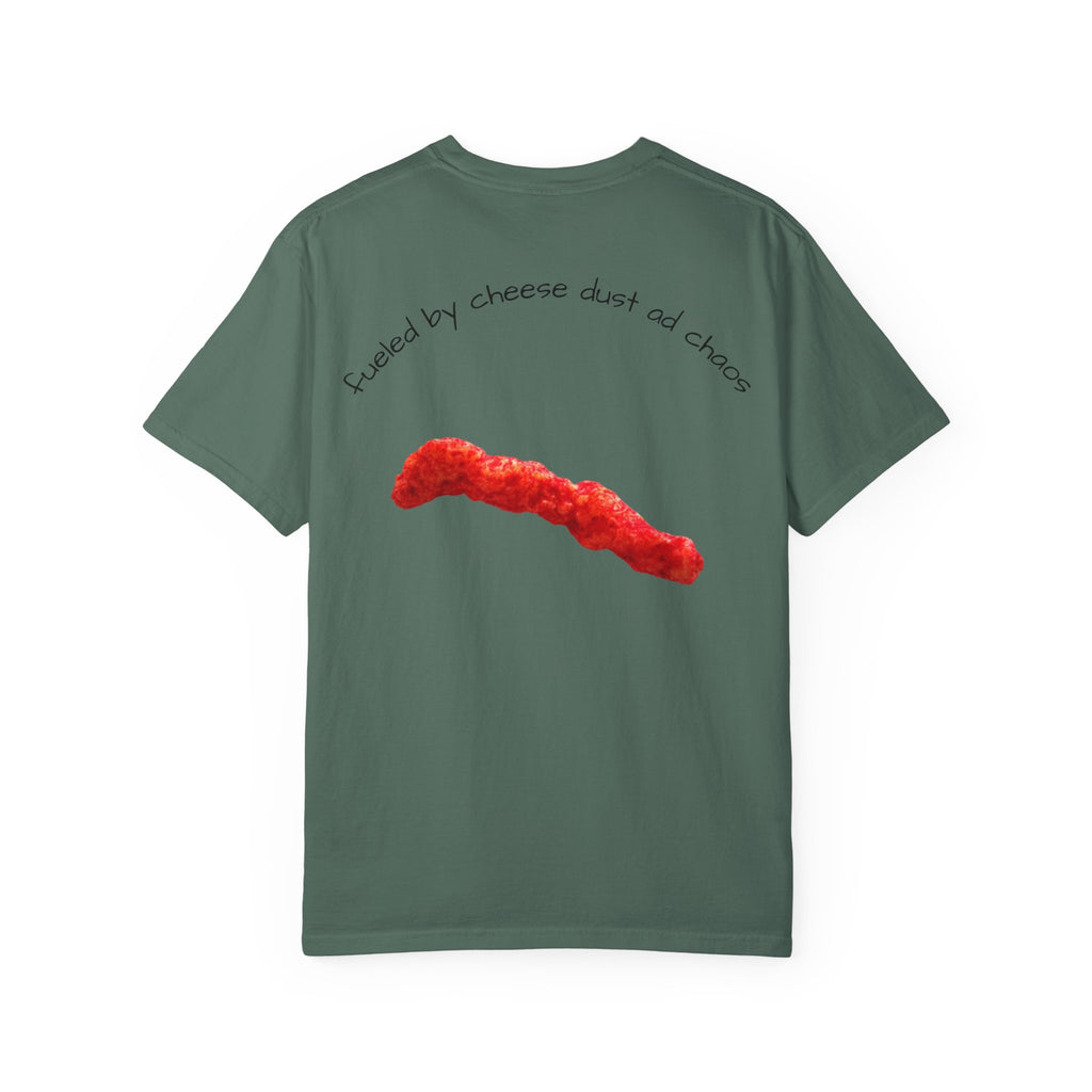 T-Shirt — "Smacked by Cheese Dust and Chaos" Graphic Tee (Snack Lover Novelty)