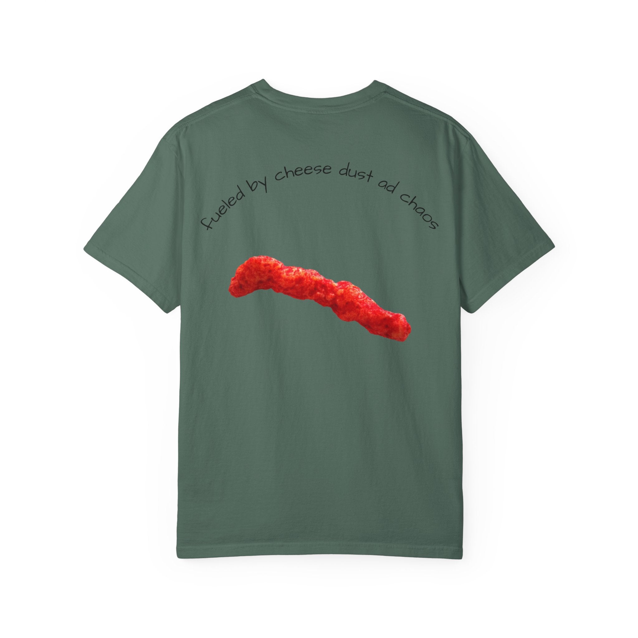 T-Shirt — "Smacked by Cheese Dust and Chaos" Graphic Tee (Snack Lover Novelty)