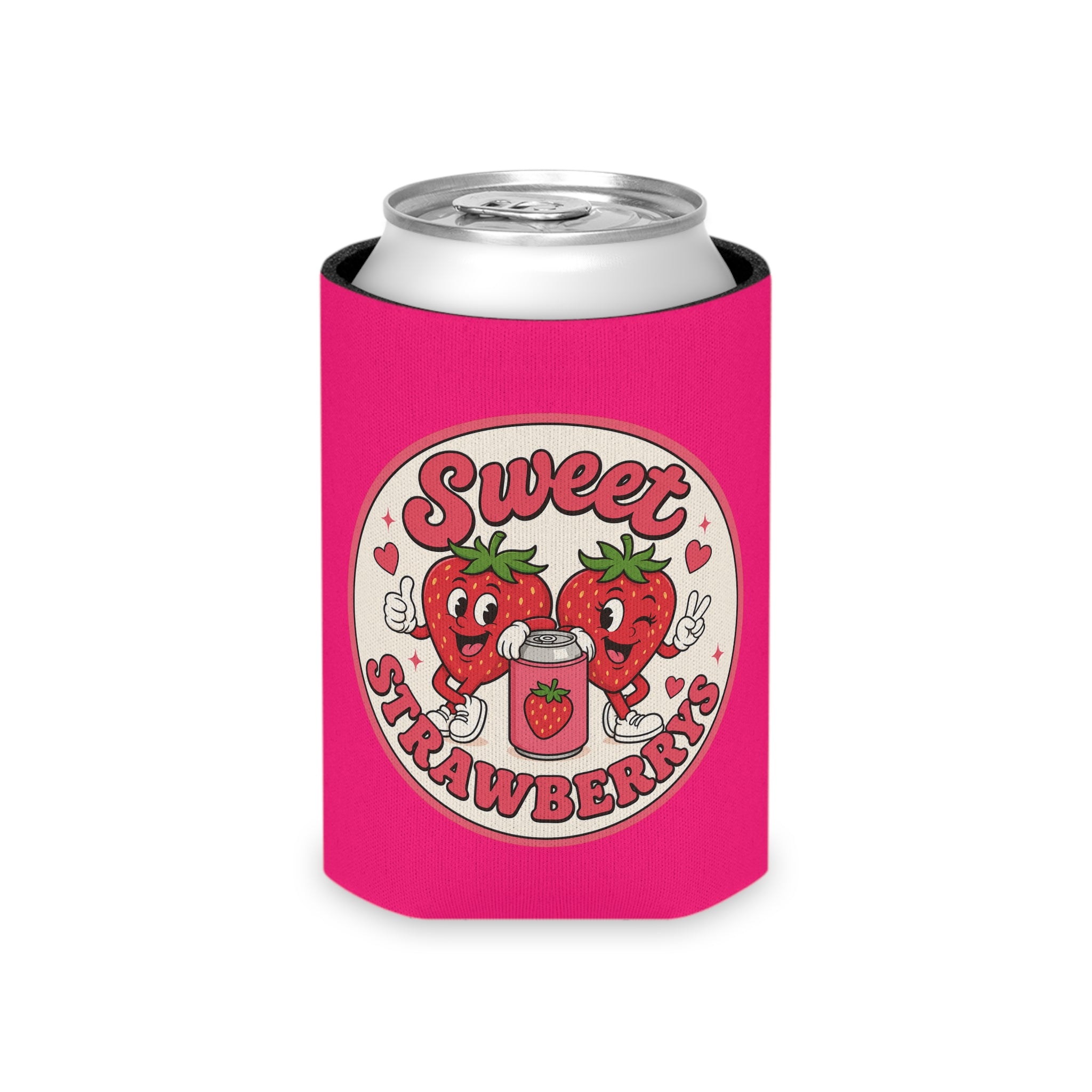 Can Cooler — "Sweet Strawberries" Cute Strawberry Can Koozie