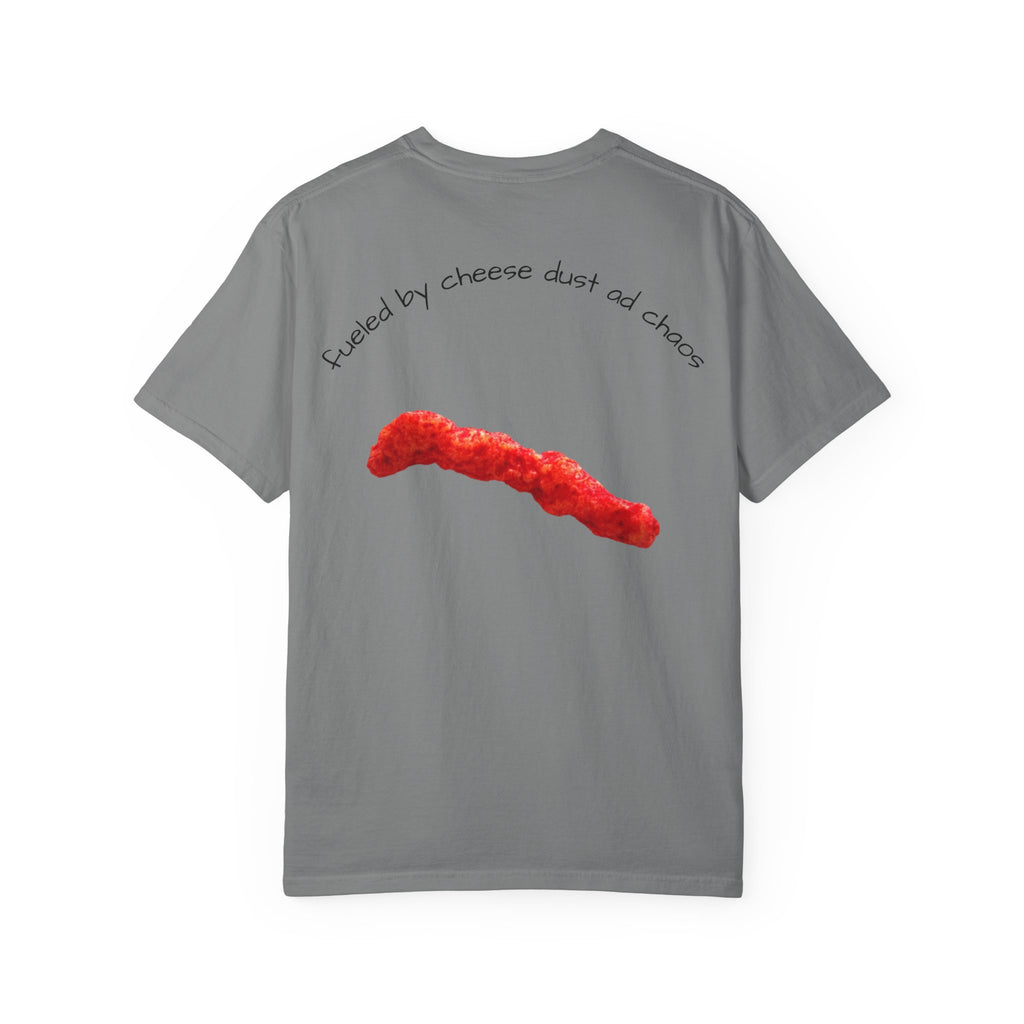T-Shirt — "Smacked by Cheese Dust and Chaos" Graphic Tee (Snack Lover Novelty)