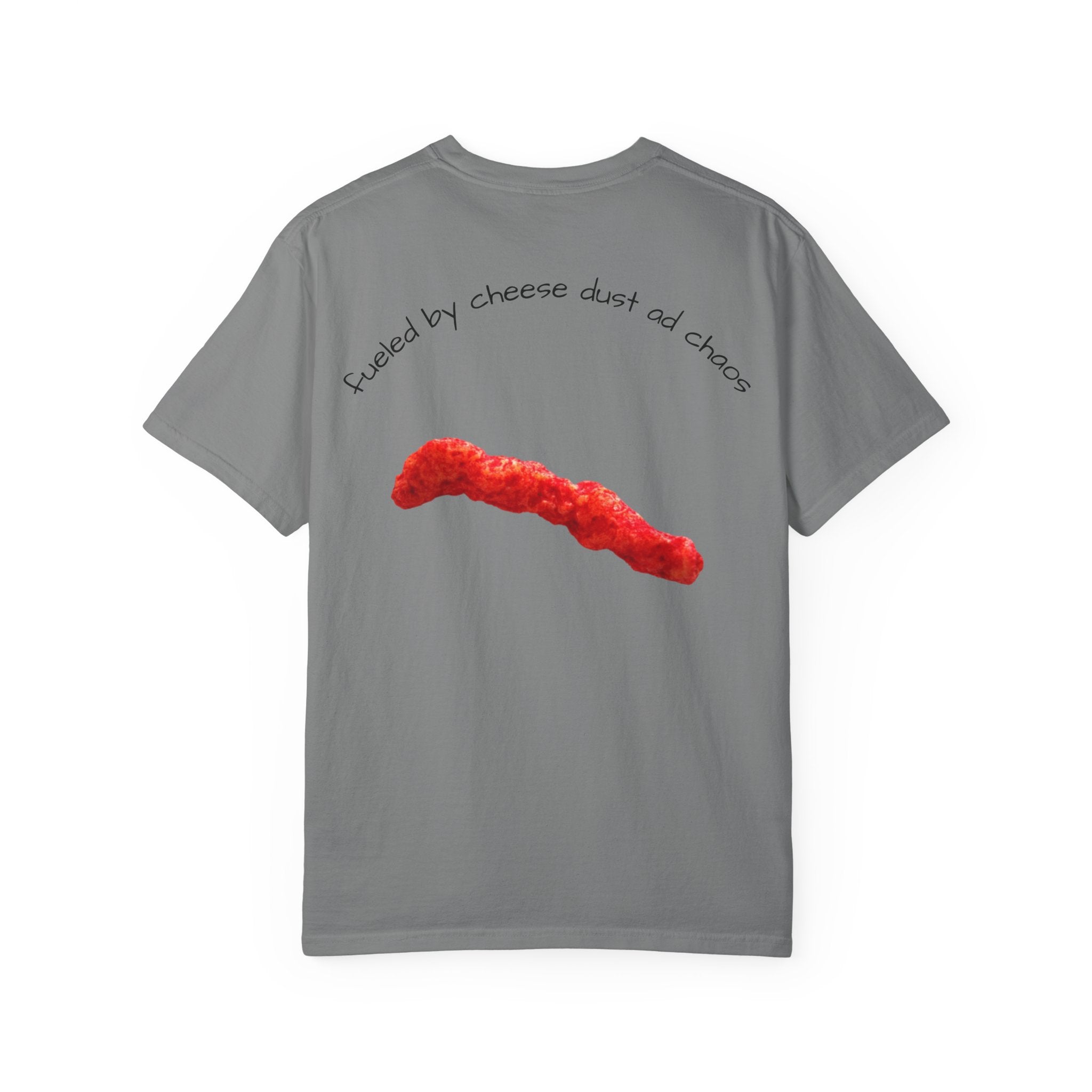 T-Shirt — "Smacked by Cheese Dust and Chaos" Graphic Tee (Snack Lover Novelty)