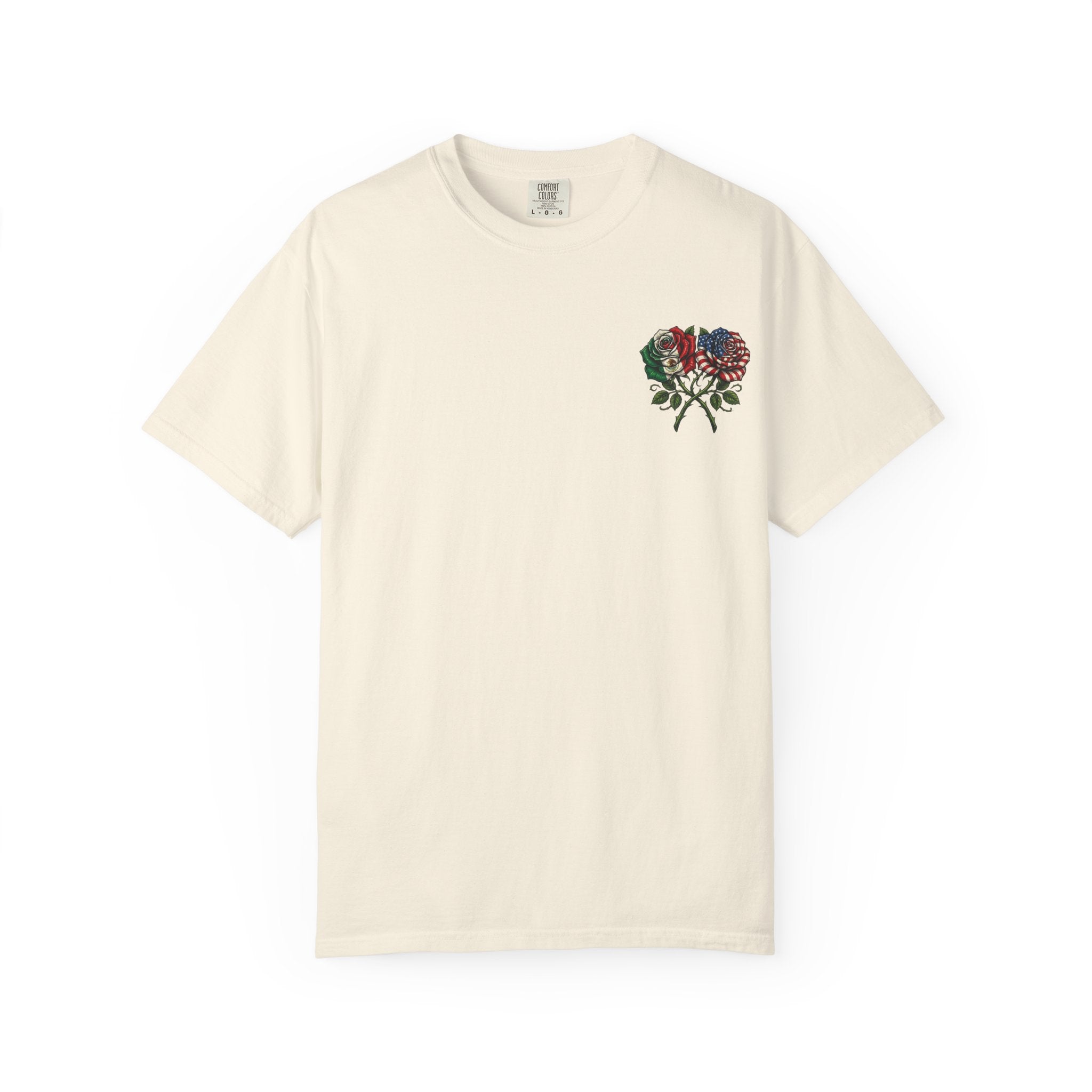 Flag Rose T-Shirt — American & Italian Flag Floral Graphic Tee