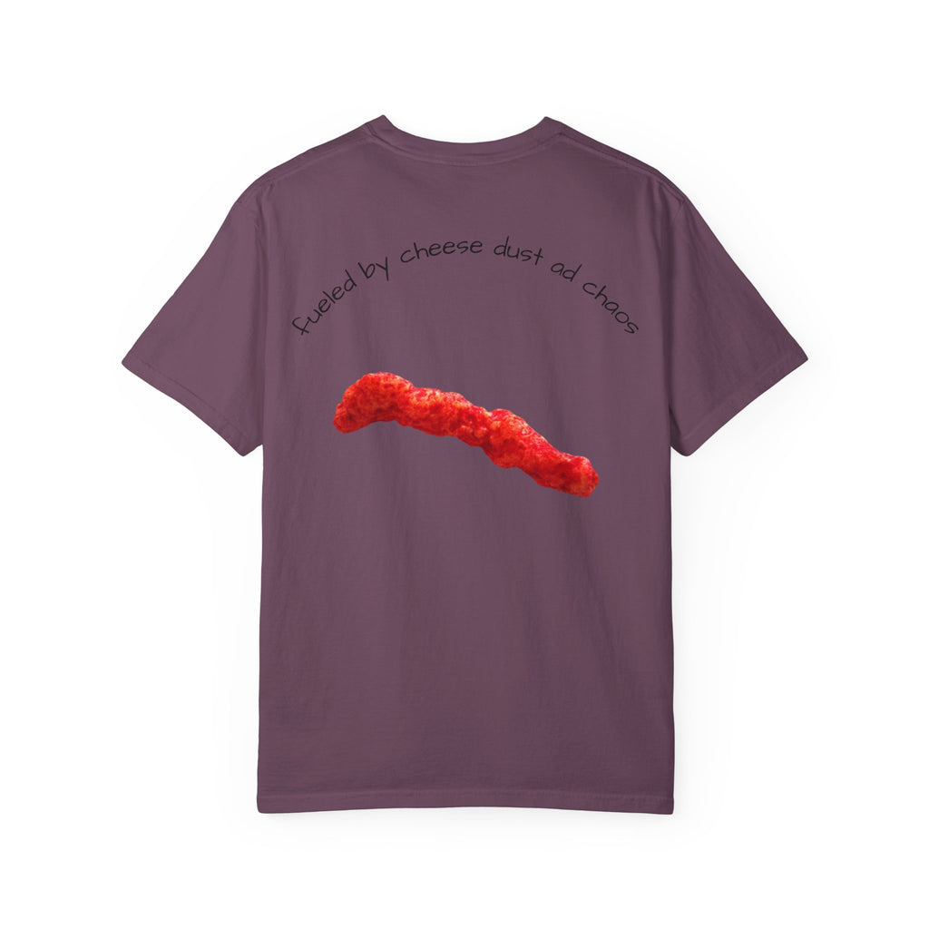 T-Shirt — "Smacked by Cheese Dust and Chaos" Graphic Tee (Snack Lover Novelty)