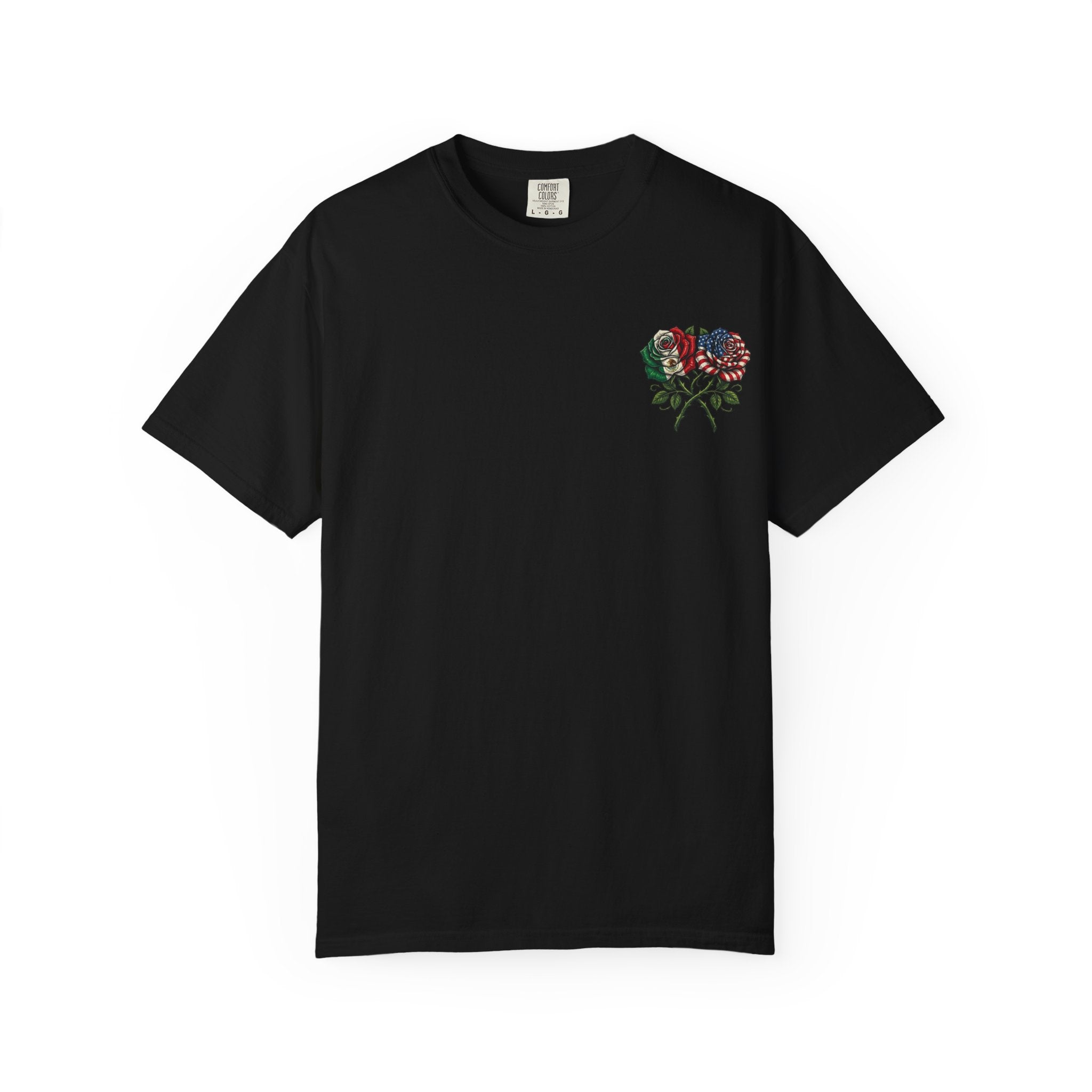 Flag Rose T-Shirt — American & Italian Flag Floral Graphic Tee