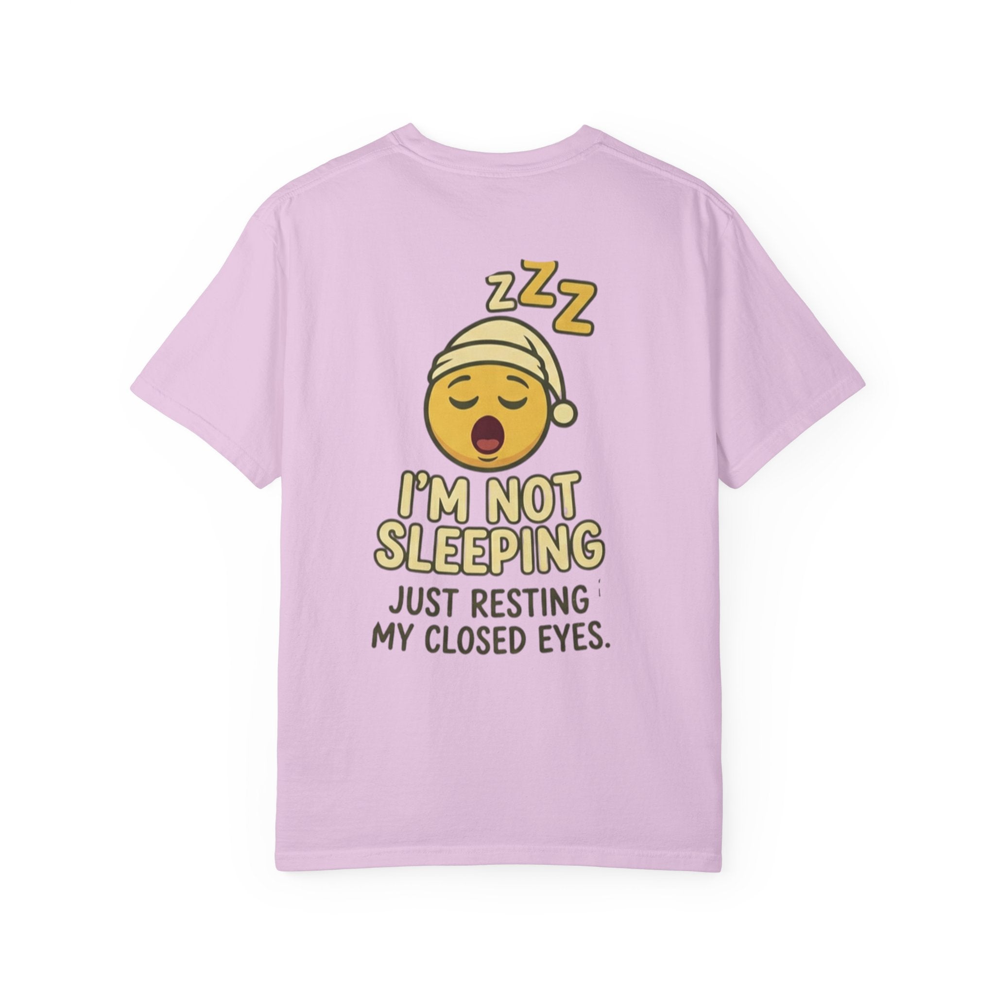 I'm Not Sleeping T-Shirt — Funny Emoji Sleep Tee (Just Resting My Closed Eyes)