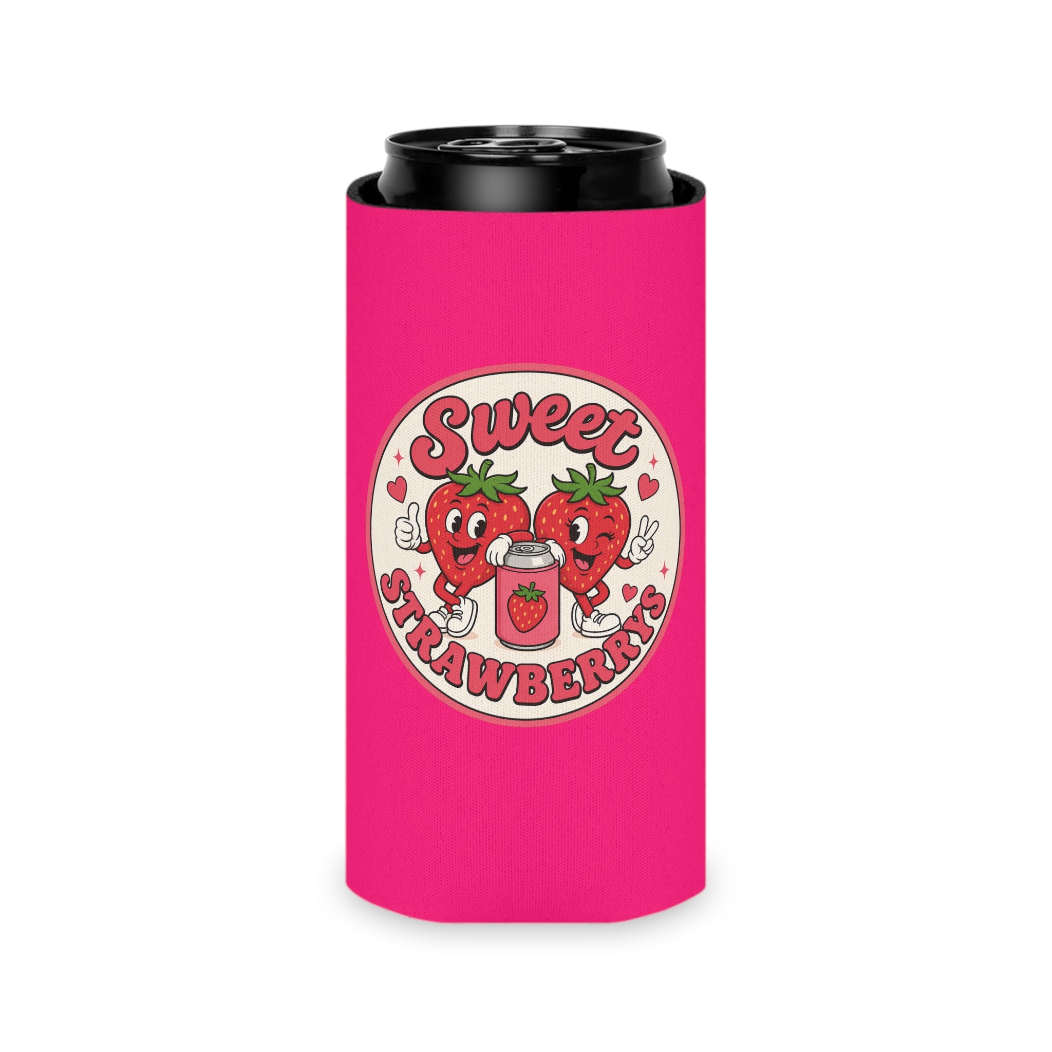 Can Cooler — "Sweet Strawberries" Cute Strawberry Can Koozie