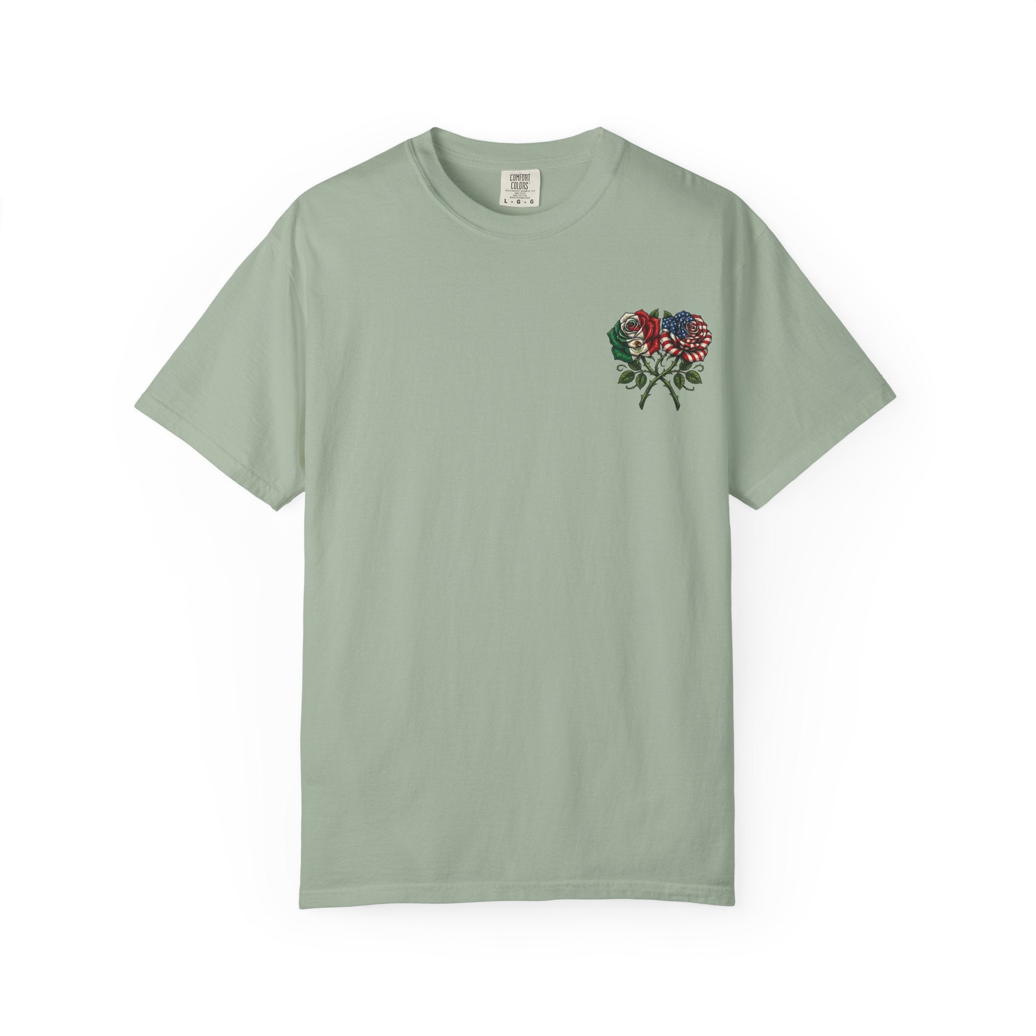 Flag Rose T-Shirt — American & Italian Flag Floral Graphic Tee