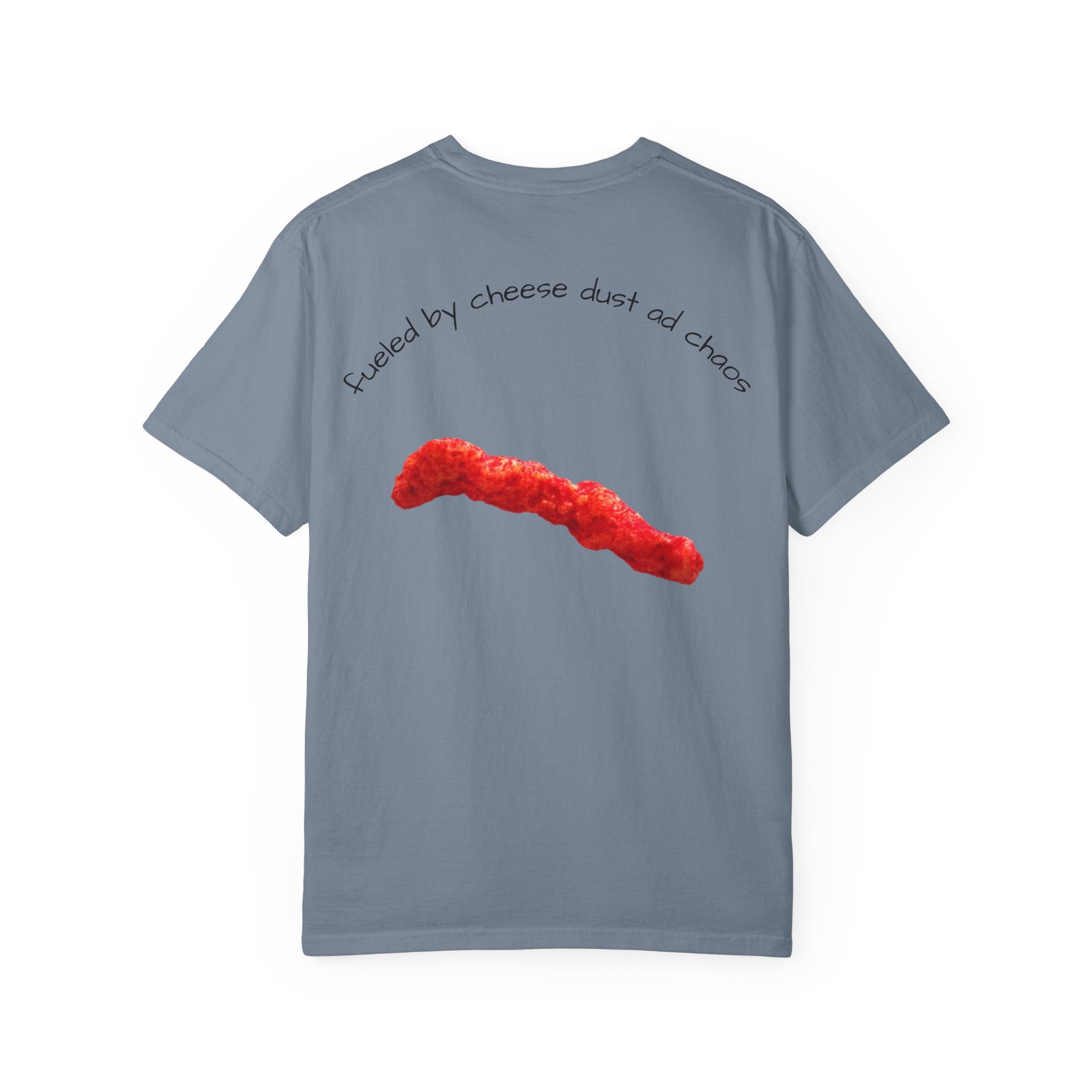 T-Shirt — "Smacked by Cheese Dust and Chaos" Graphic Tee (Snack Lover Novelty)
