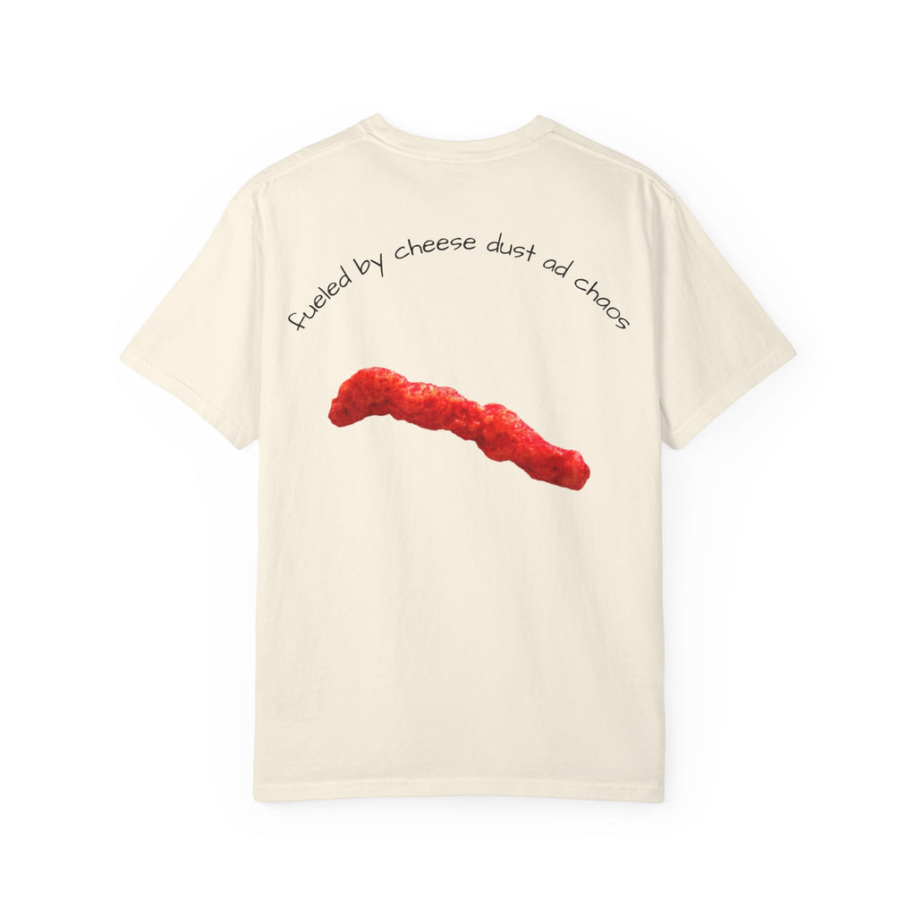 T-Shirt — "Smacked by Cheese Dust and Chaos" Graphic Tee (Snack Lover Novelty)