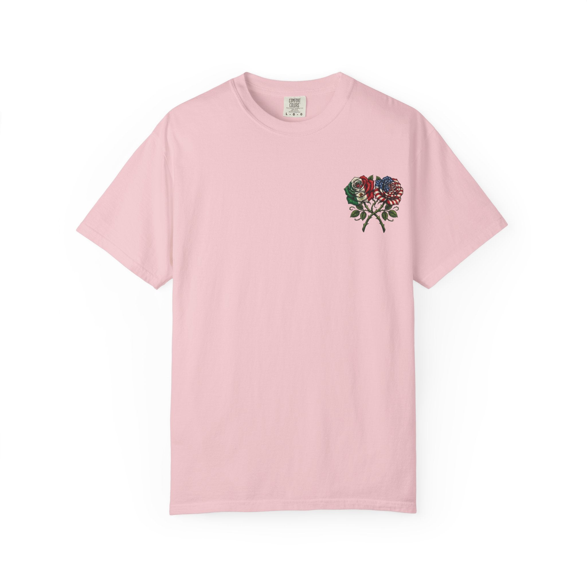 Flag Rose T-Shirt — American & Italian Flag Floral Graphic Tee
