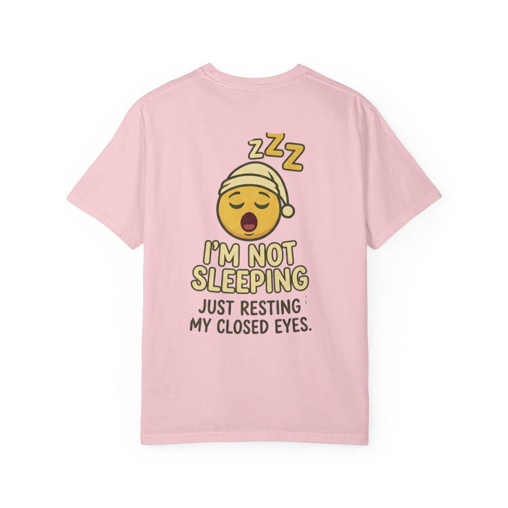 I'm Not Sleeping T-Shirt — Funny Emoji Sleep Tee (Just Resting My Closed Eyes)