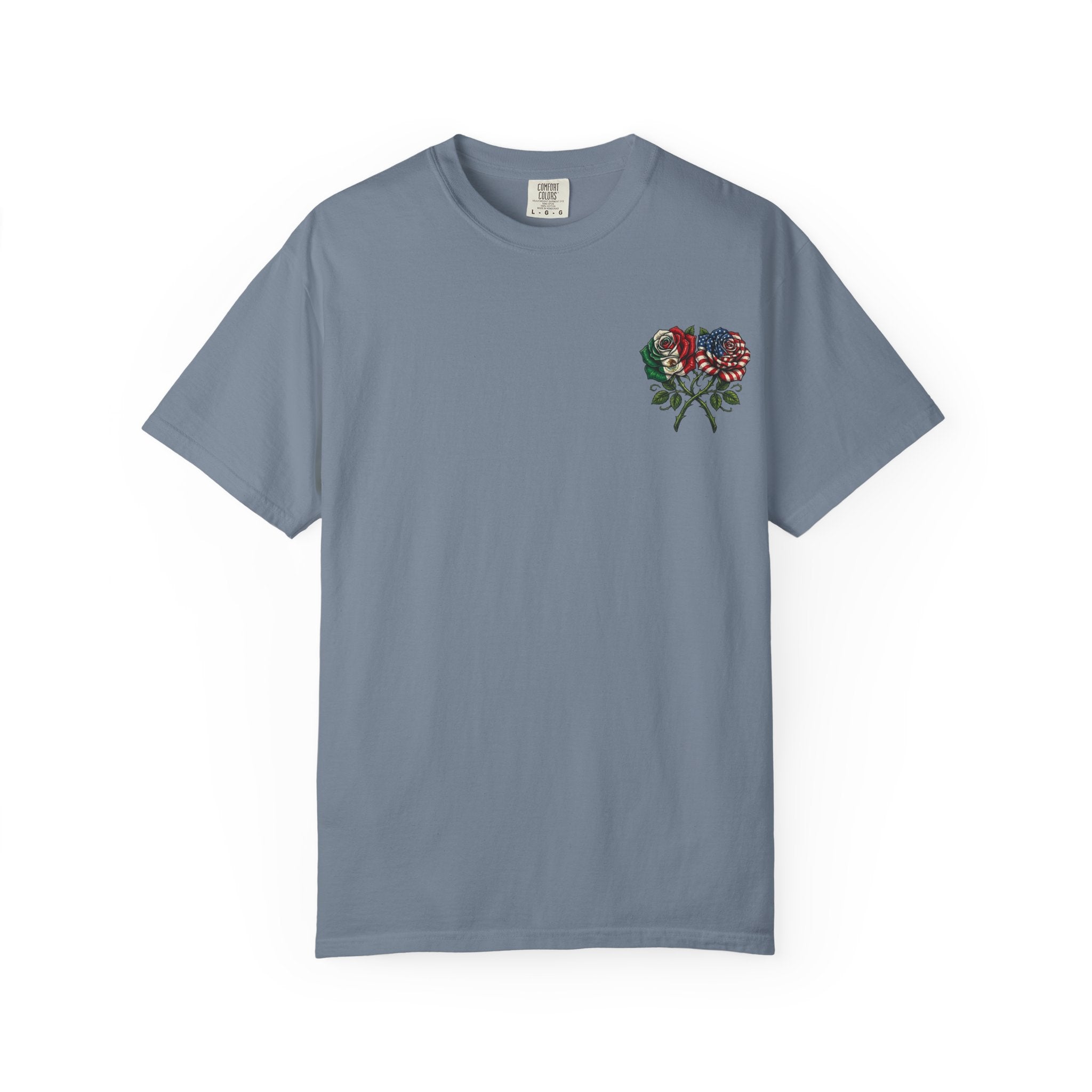 Flag Rose T-Shirt — American & Italian Flag Floral Graphic Tee