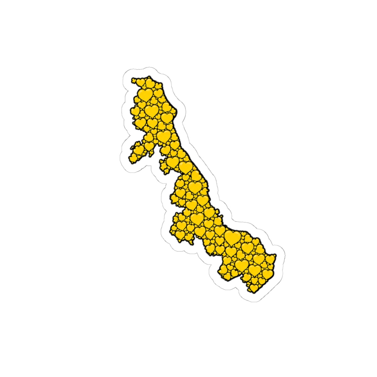 Alaska Heart Map Kiss-Cut Sticker — Yellow Heart State Decal