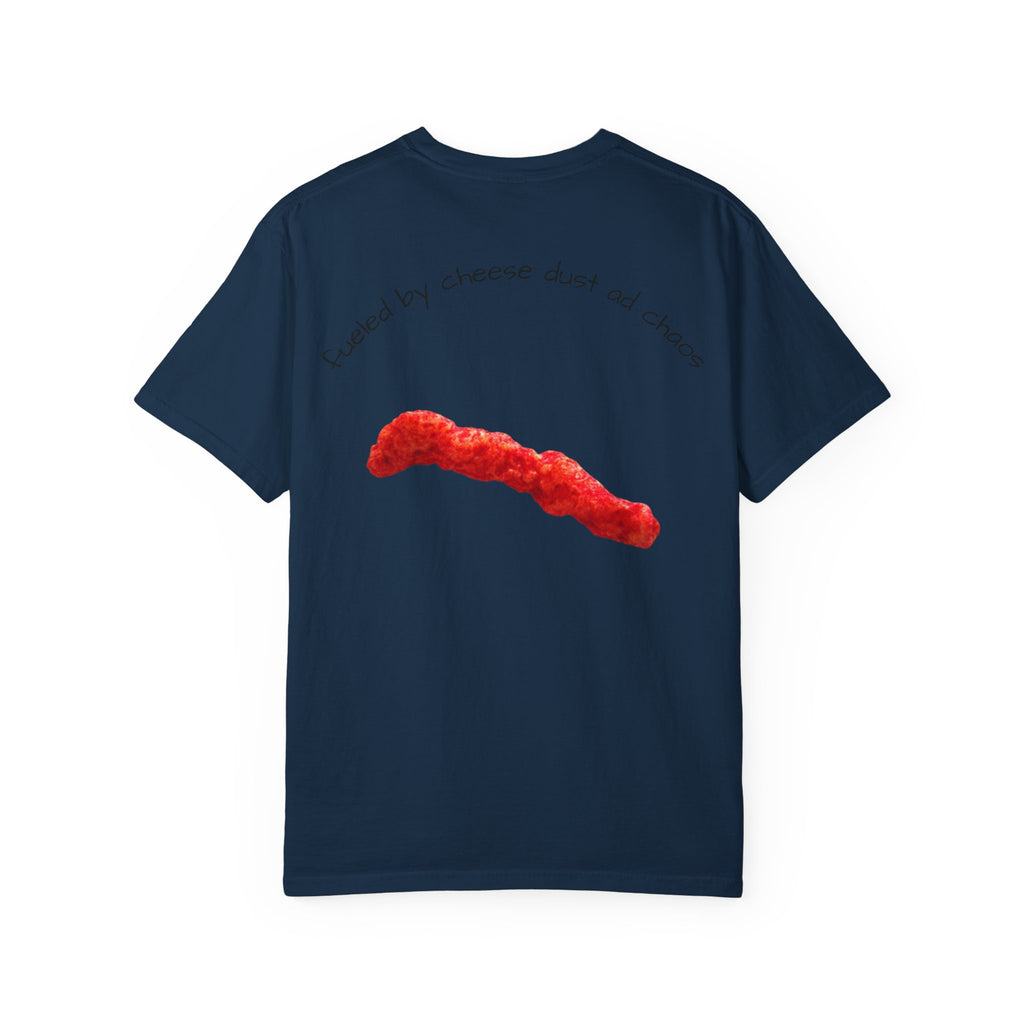 T-Shirt — "Smacked by Cheese Dust and Chaos" Graphic Tee (Snack Lover Novelty)