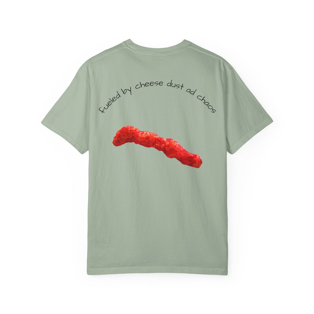 T-Shirt — "Smacked by Cheese Dust and Chaos" Graphic Tee (Snack Lover Novelty)