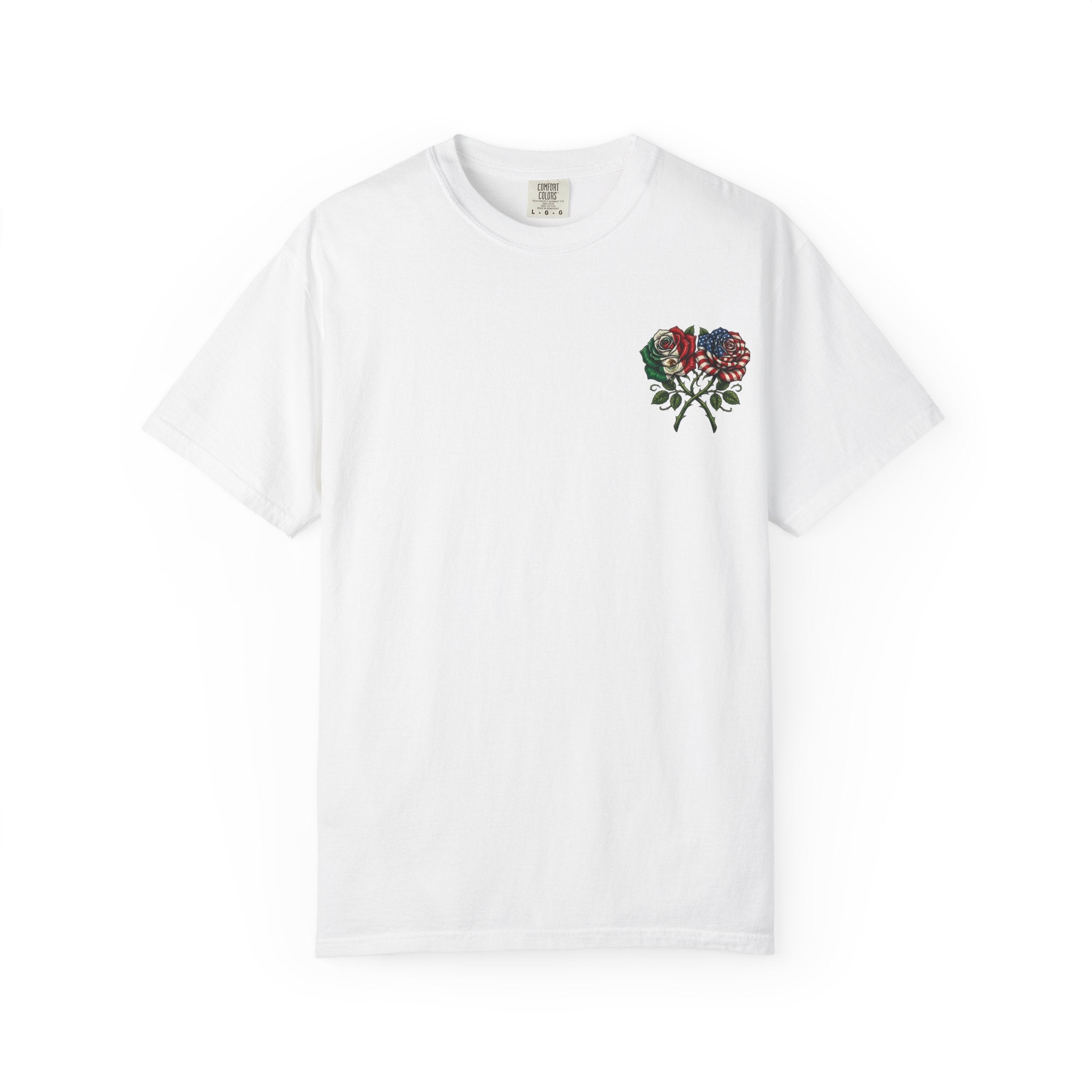 Flag Rose T-Shirt — American & Italian Flag Floral Graphic Tee