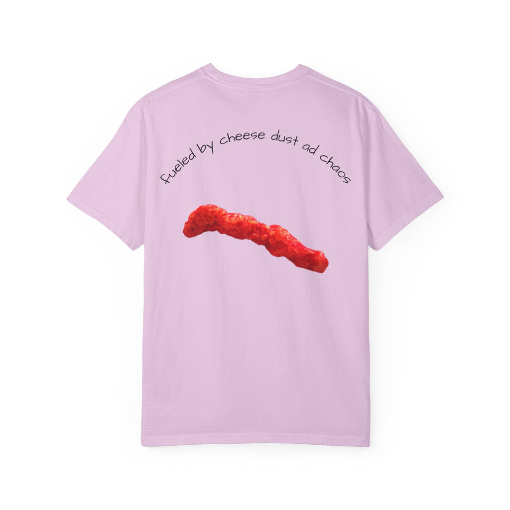 T-Shirt — "Smacked by Cheese Dust and Chaos" Graphic Tee (Snack Lover Novelty)