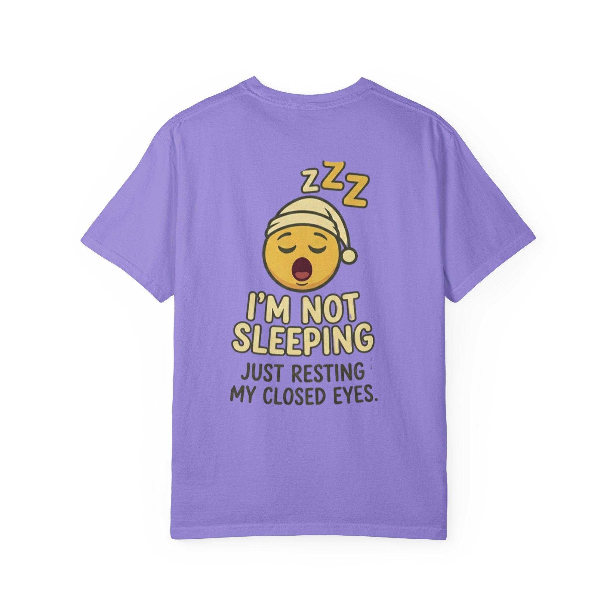 I'm Not Sleeping T-Shirt — Funny Emoji Sleep Tee (Just Resting My Closed Eyes)