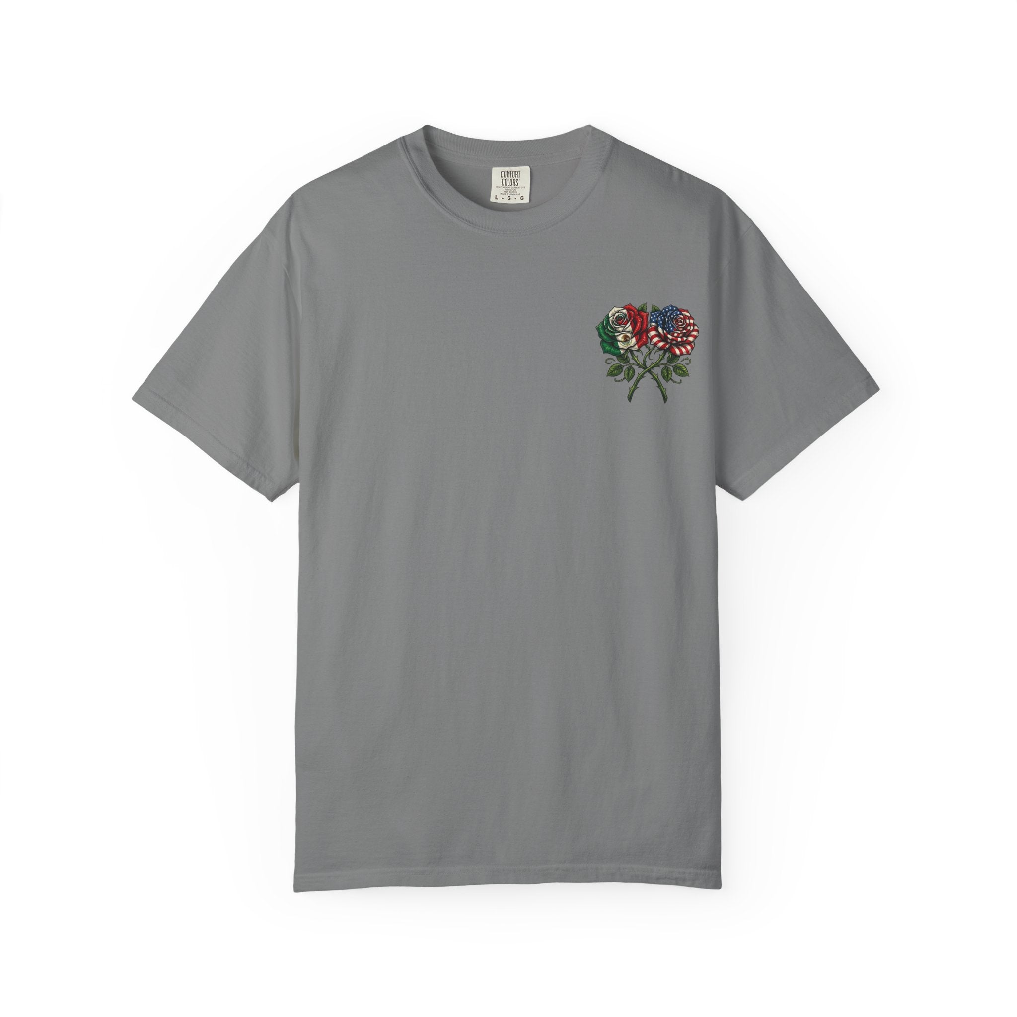 Flag Rose T-Shirt — American & Italian Flag Floral Graphic Tee