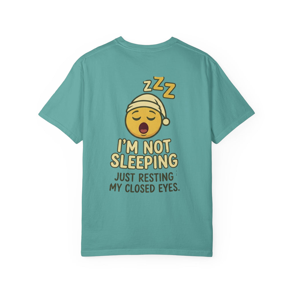 I'm Not Sleeping T-Shirt — Funny Emoji Sleep Tee (Just Resting My Closed Eyes)