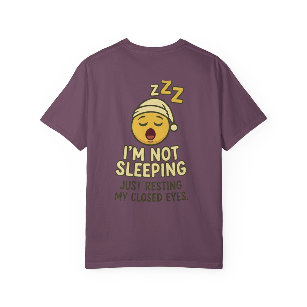 I'm Not Sleeping T-Shirt — Funny Emoji Sleep Tee (Just Resting My Closed Eyes)