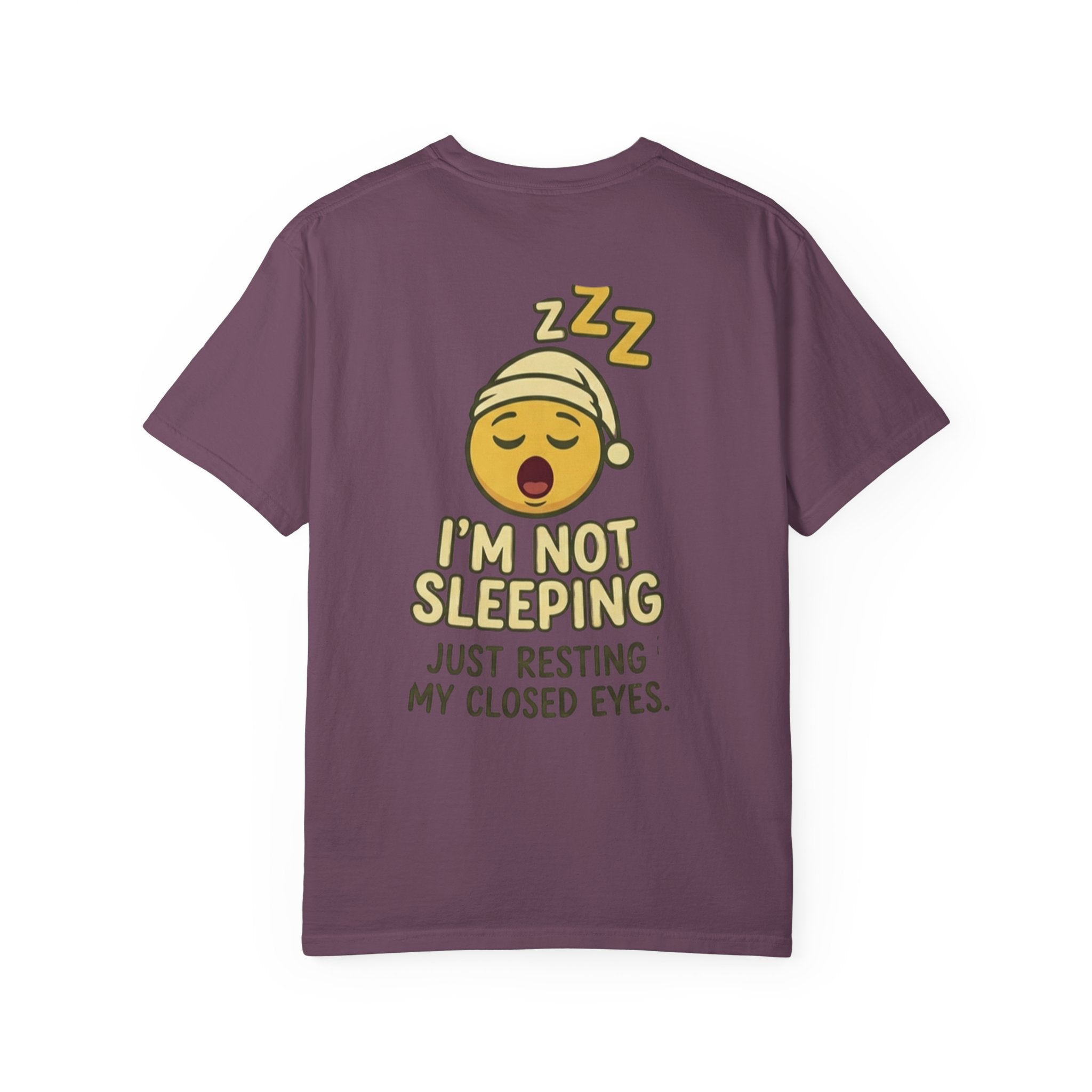 I'm Not Sleeping T-Shirt — Funny Emoji Sleep Tee (Just Resting My Closed Eyes)