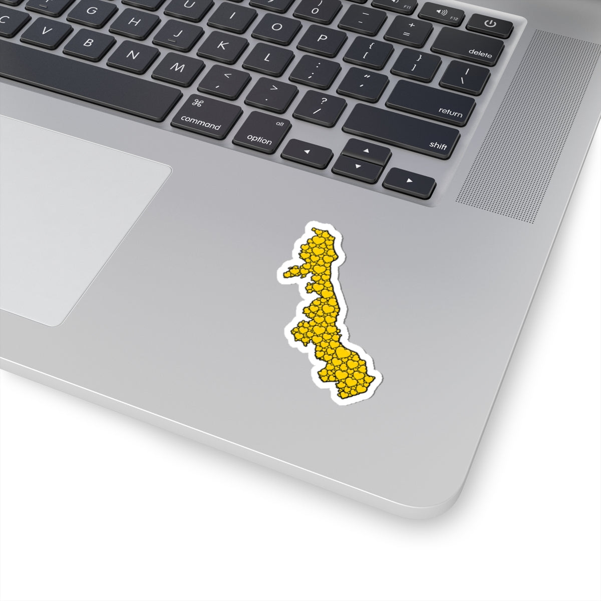 Alaska Heart Map Kiss-Cut Sticker — Yellow Heart State Decal
