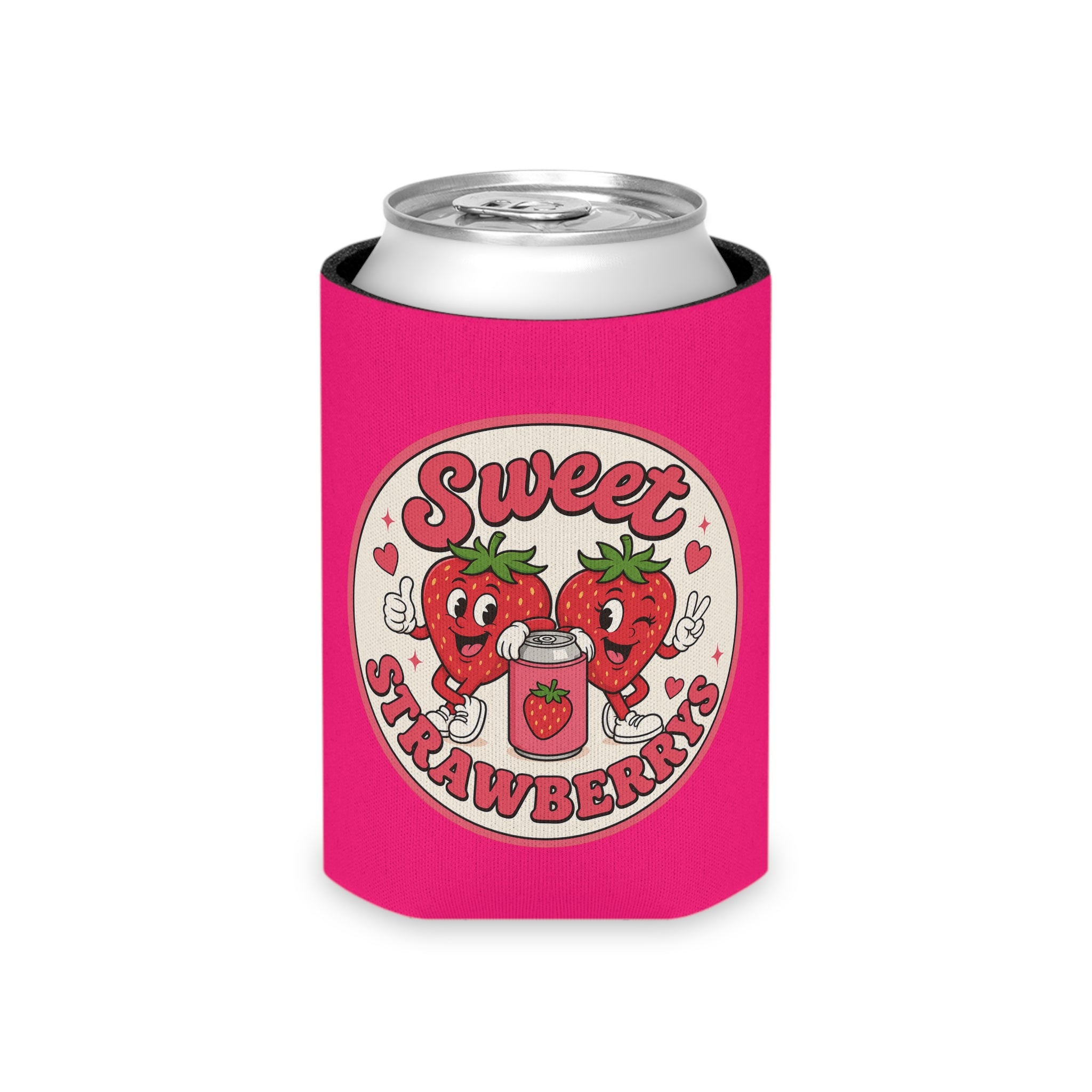 Can Cooler — "Sweet Strawberries" Cute Strawberry Can Koozie