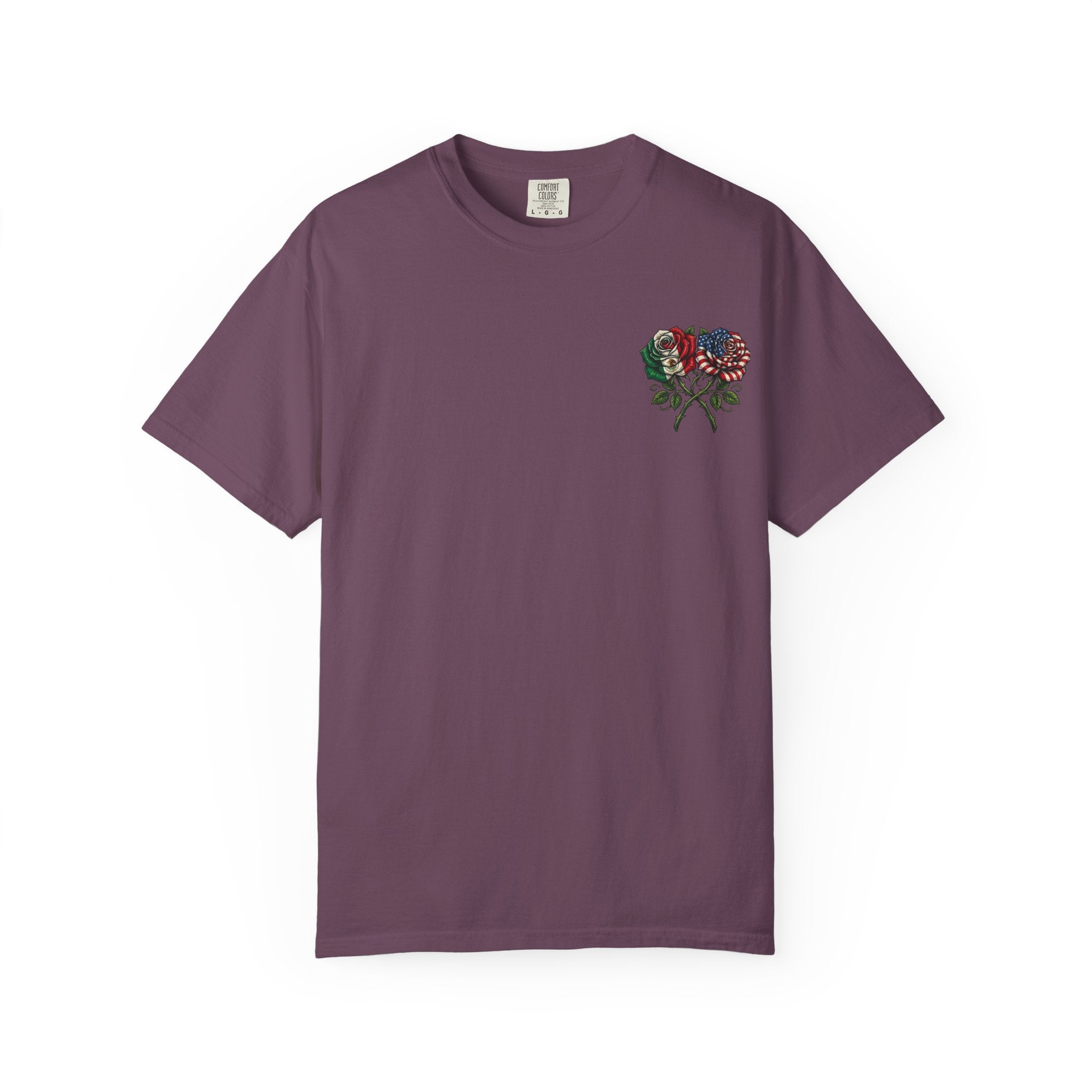 Flag Rose T-Shirt — American & Italian Flag Floral Graphic Tee