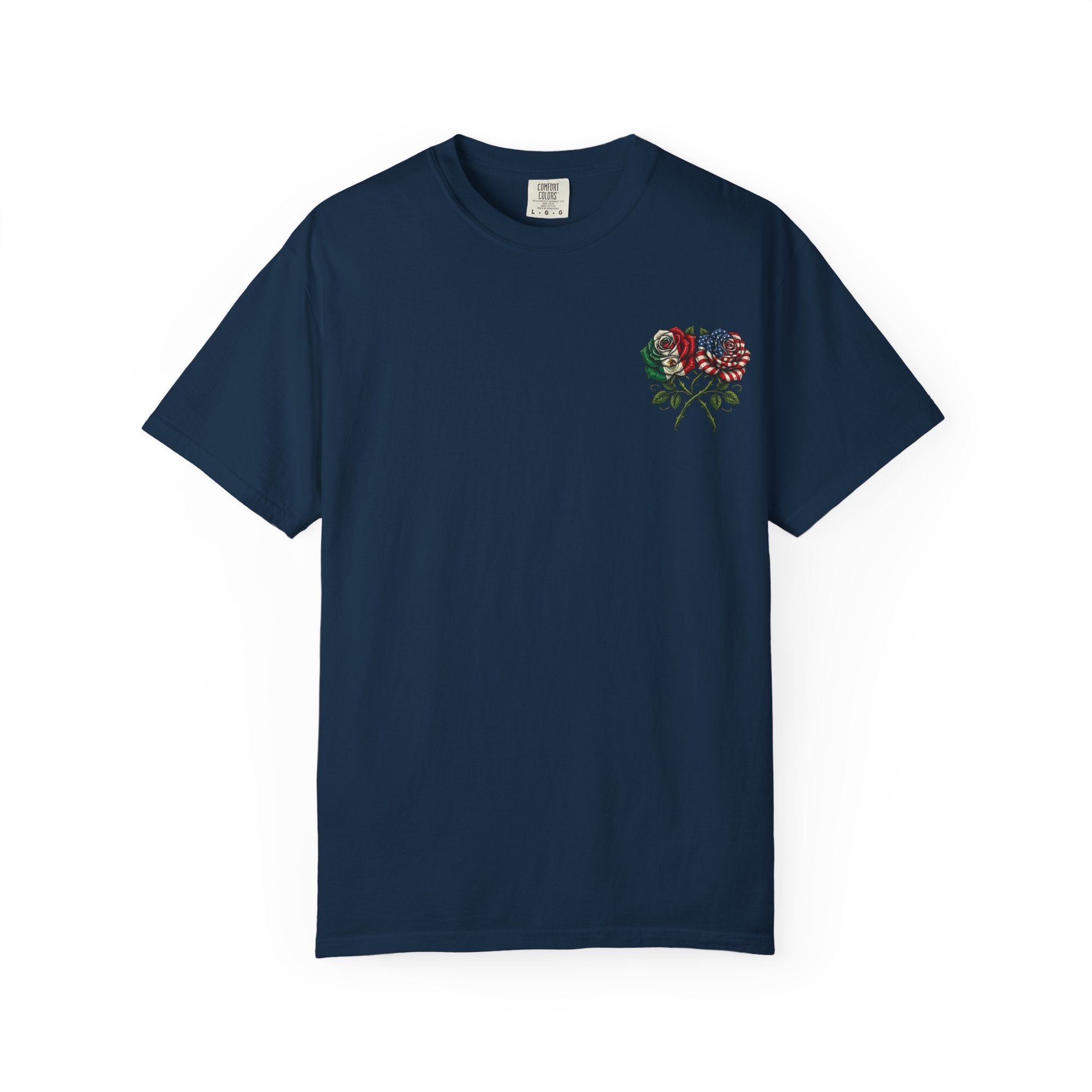 Flag Rose T-Shirt — American & Italian Flag Floral Graphic Tee