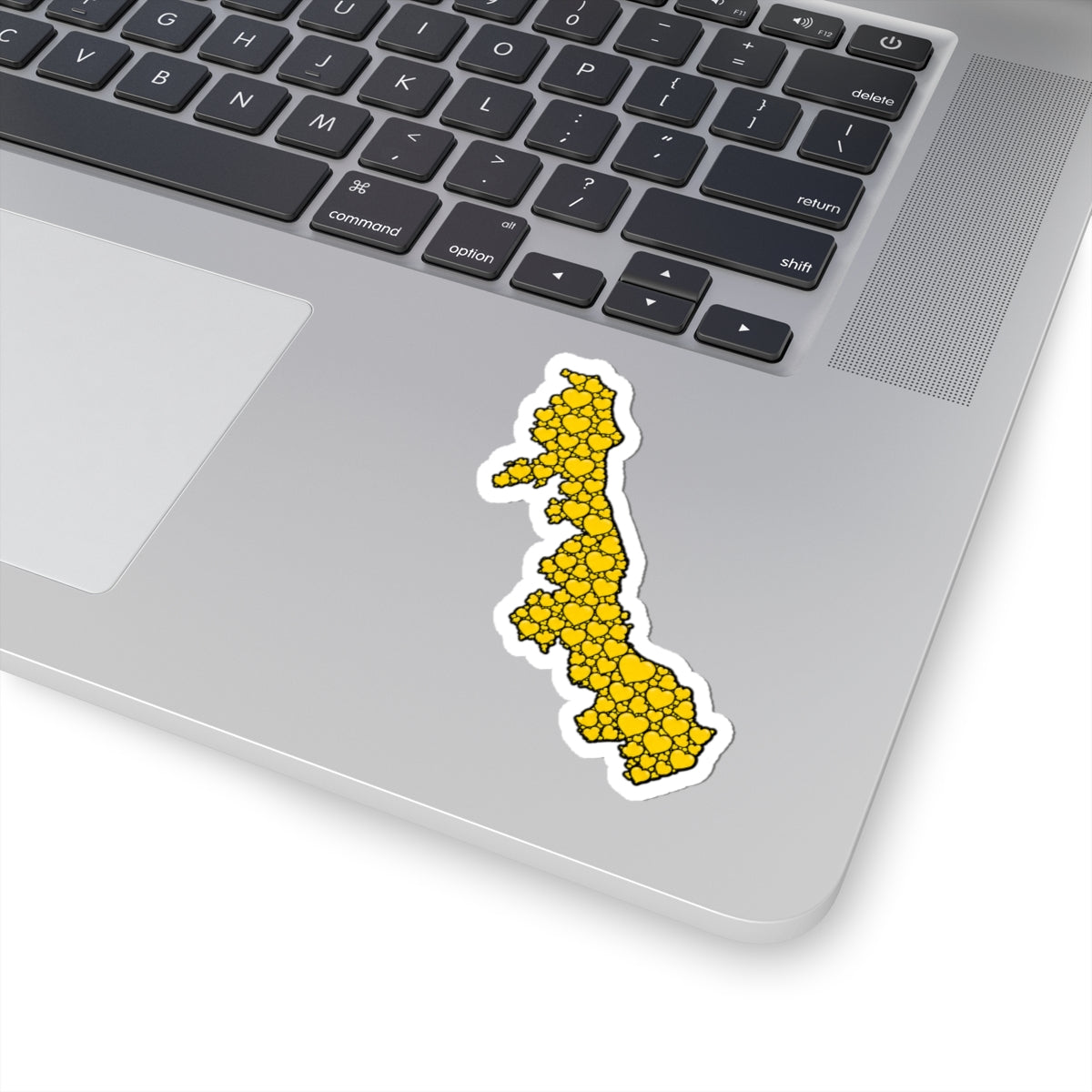 Alaska Heart Map Kiss-Cut Sticker — Yellow Heart State Decal