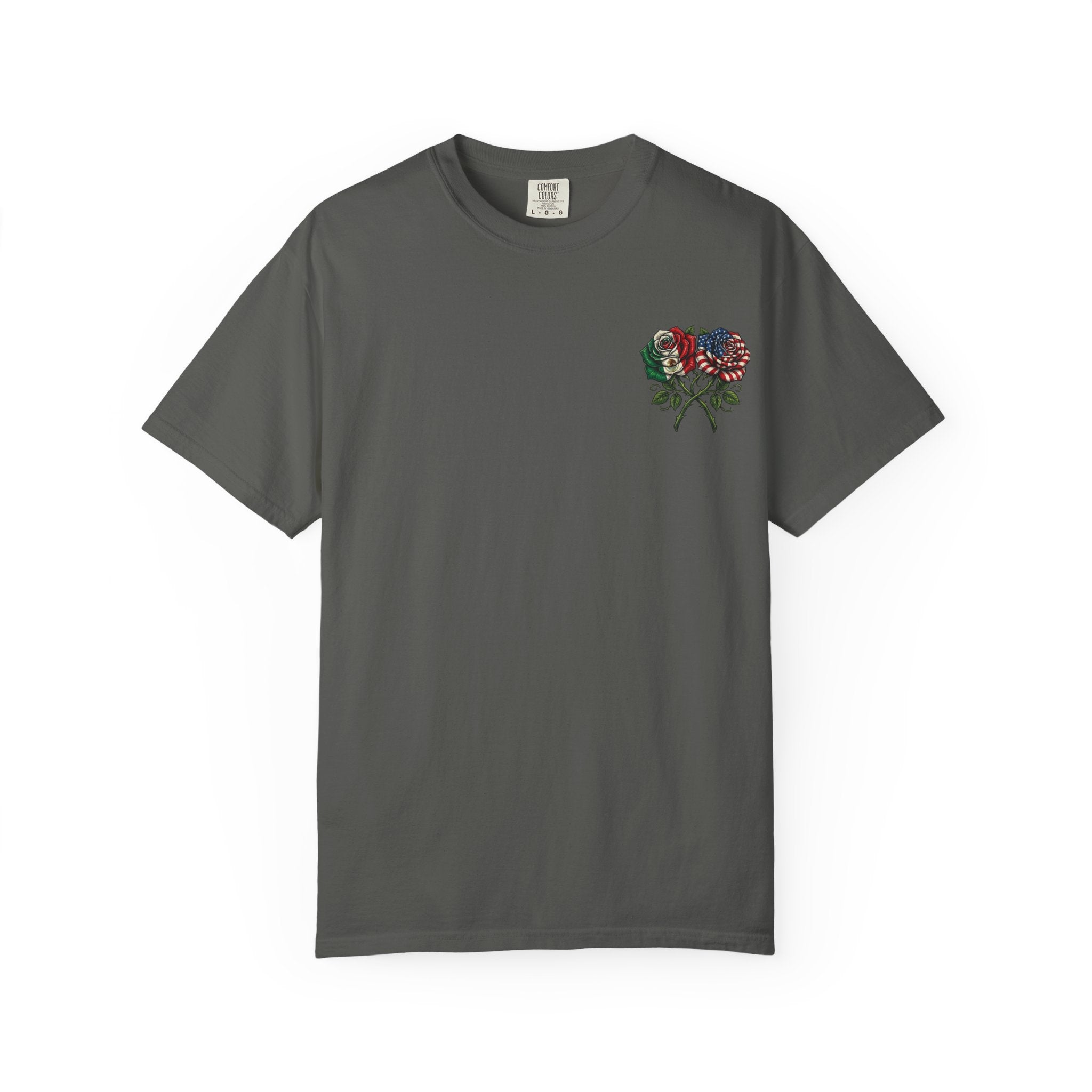 Flag Rose T-Shirt — American & Italian Flag Floral Graphic Tee