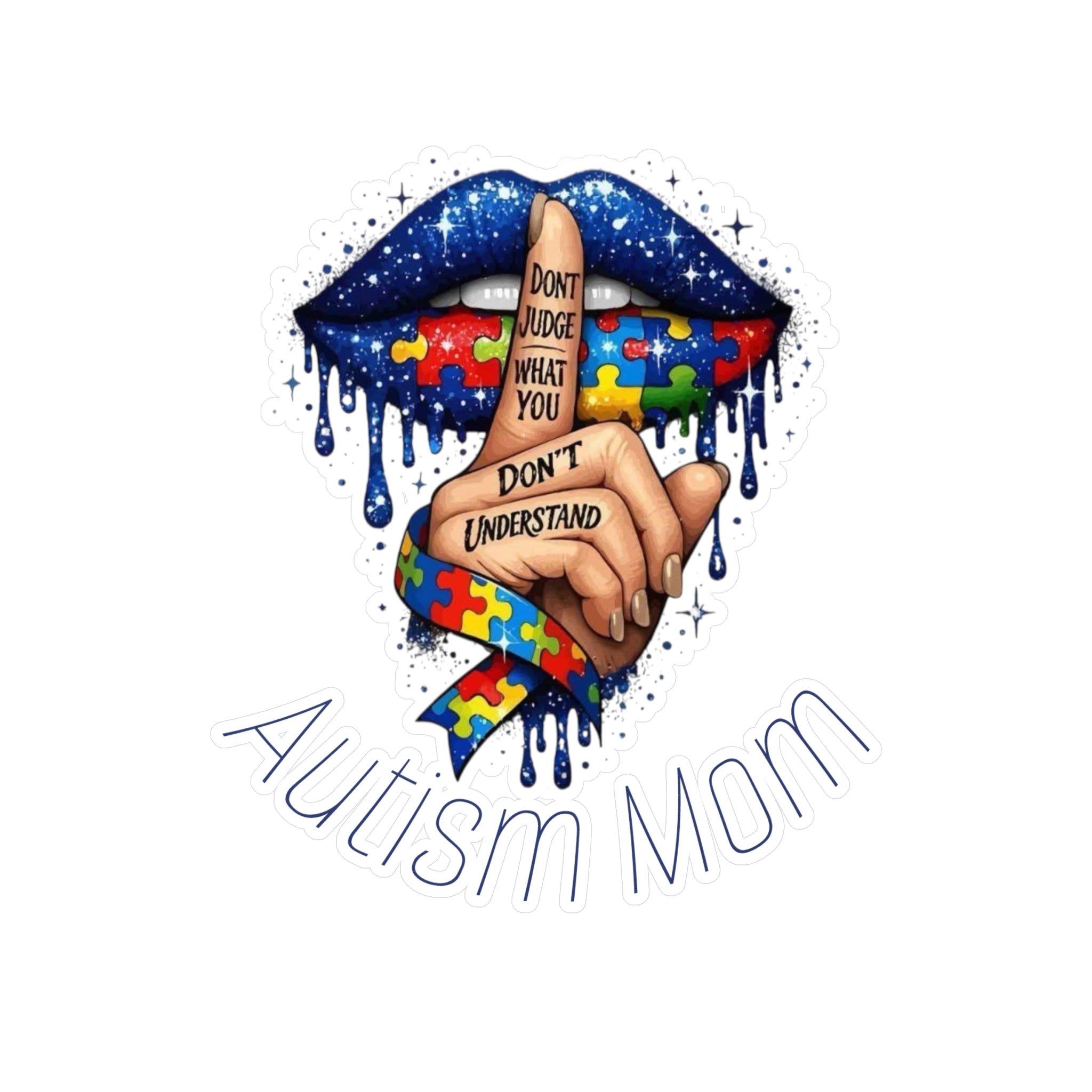 Autism Mom Kiss-Cut Vinyl Decal — Puzzle Ribbon ‘Don’t Judge What You Don’t Understand’