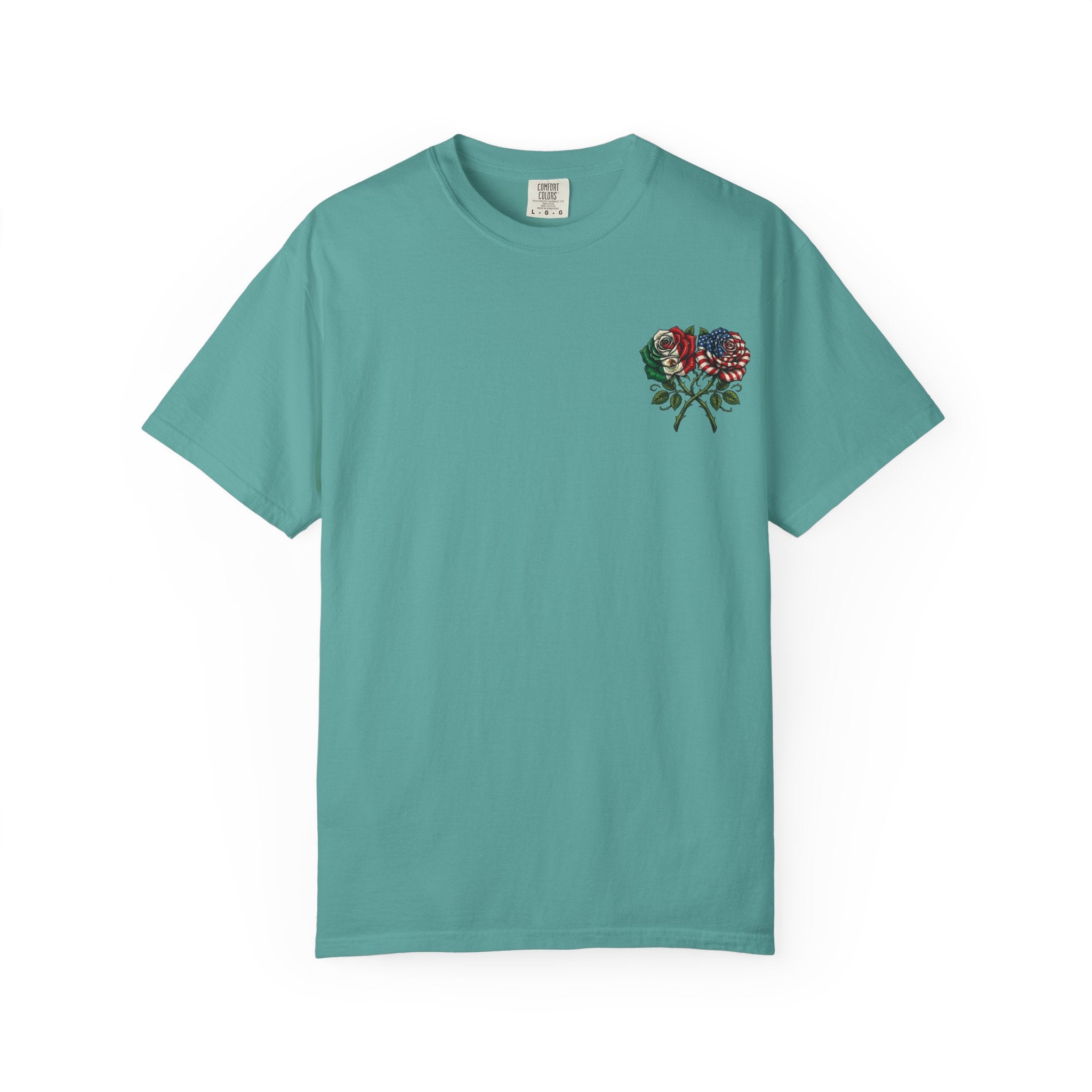 Flag Rose T-Shirt — American & Italian Flag Floral Graphic Tee